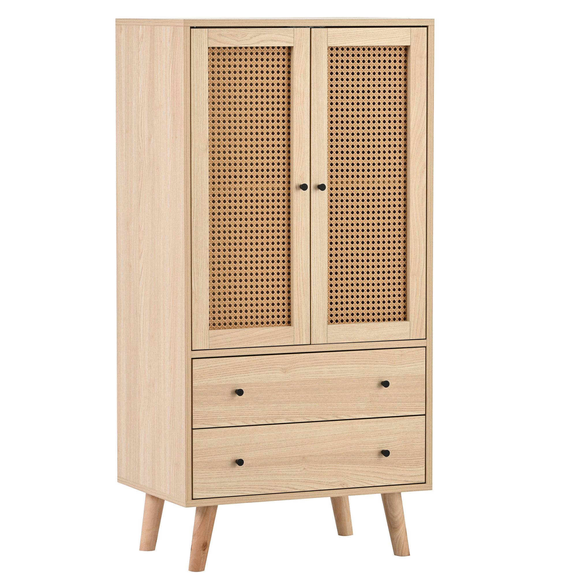 Merax Highboard mit 2 Türen mit Rattan-Geflecht und 2 Schubladen, Sideboard günstig online kaufen