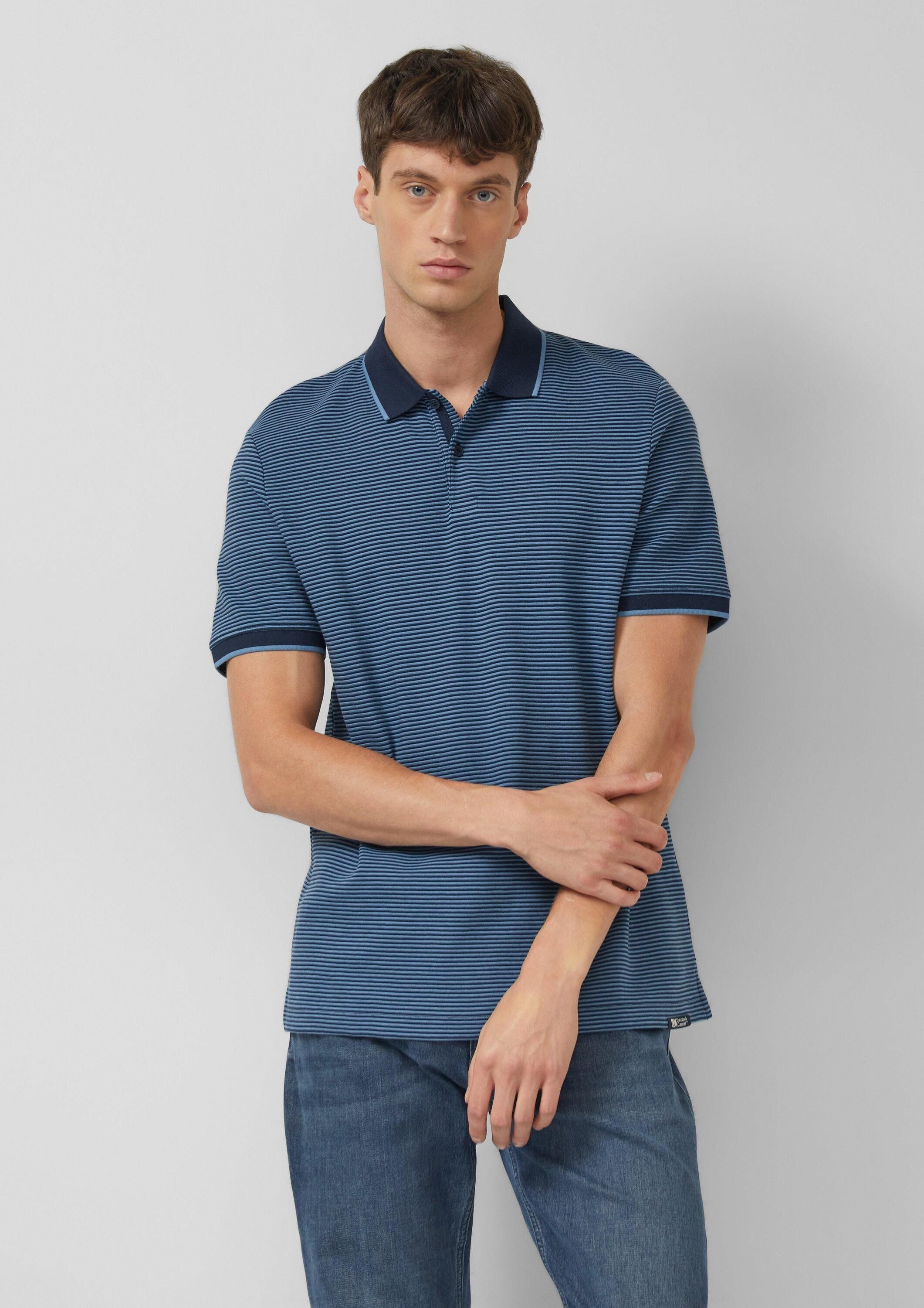 s.Oliver Kurzarmshirt Polo-Shirt Strukturiertes Poloshirt aus Baumwolle in Two-Tone-Optik