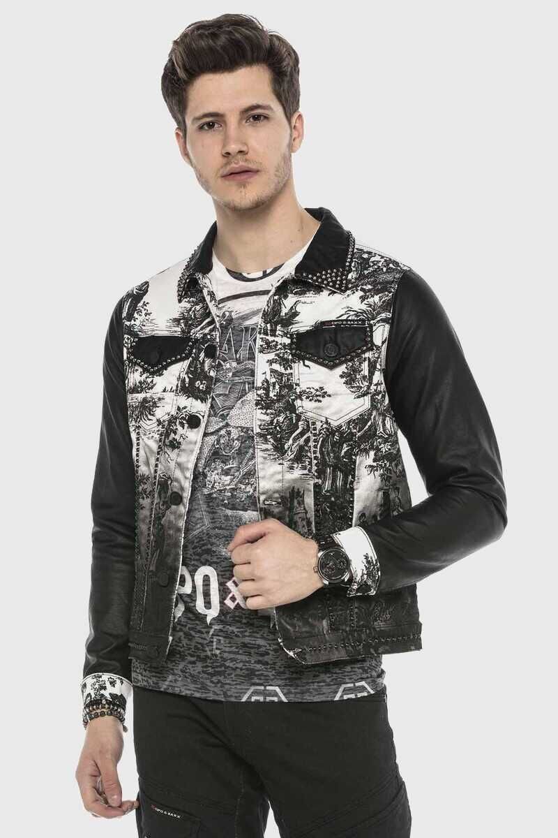 Cipo & Baxx Jeansjacke Jacke im Kontrast-Look