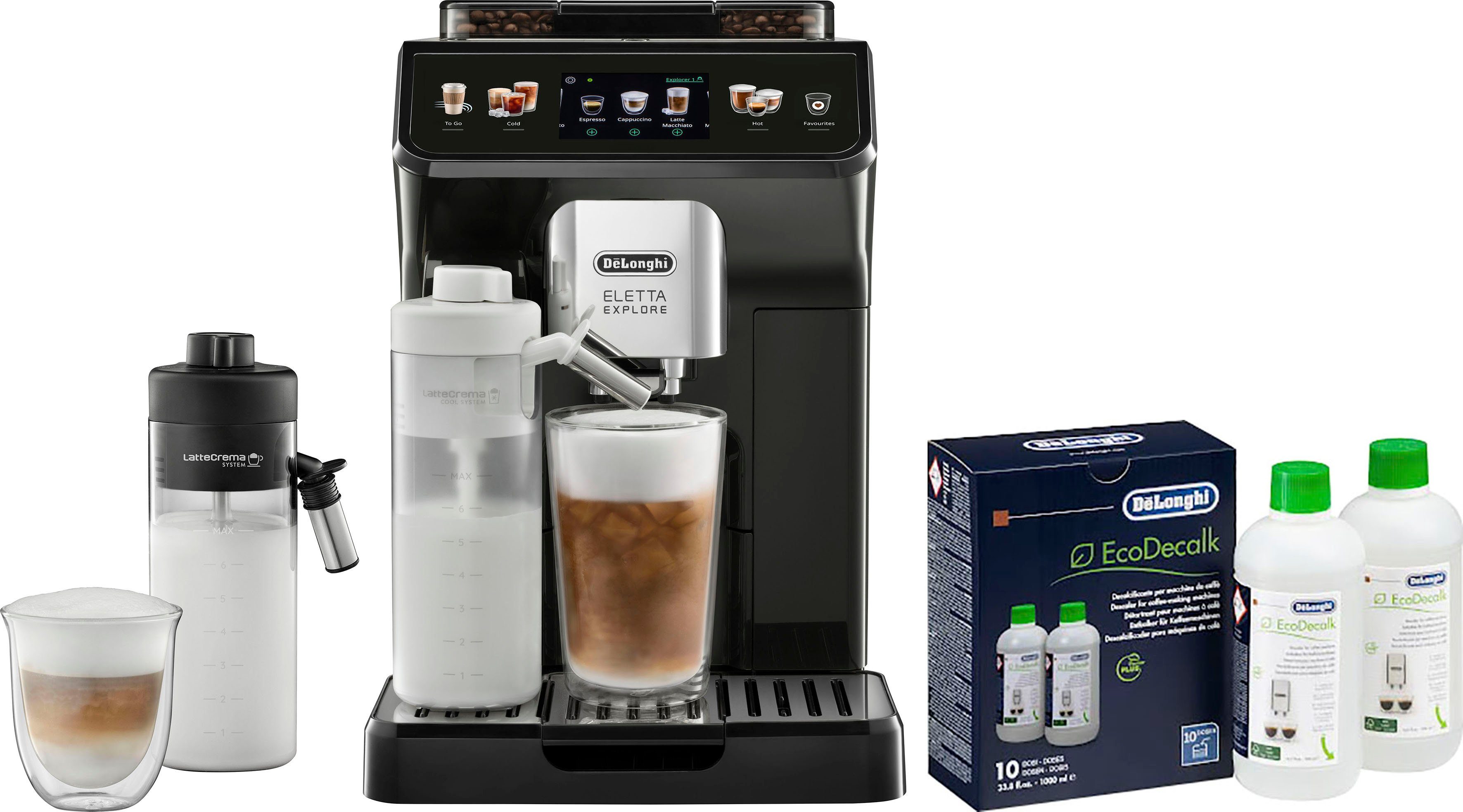 De'Longhi Kaffeevollautomat Eletta Explore ECAM 450.55 G, Grau, inkl. Pflegeset im Wert von € 31,99 UVP