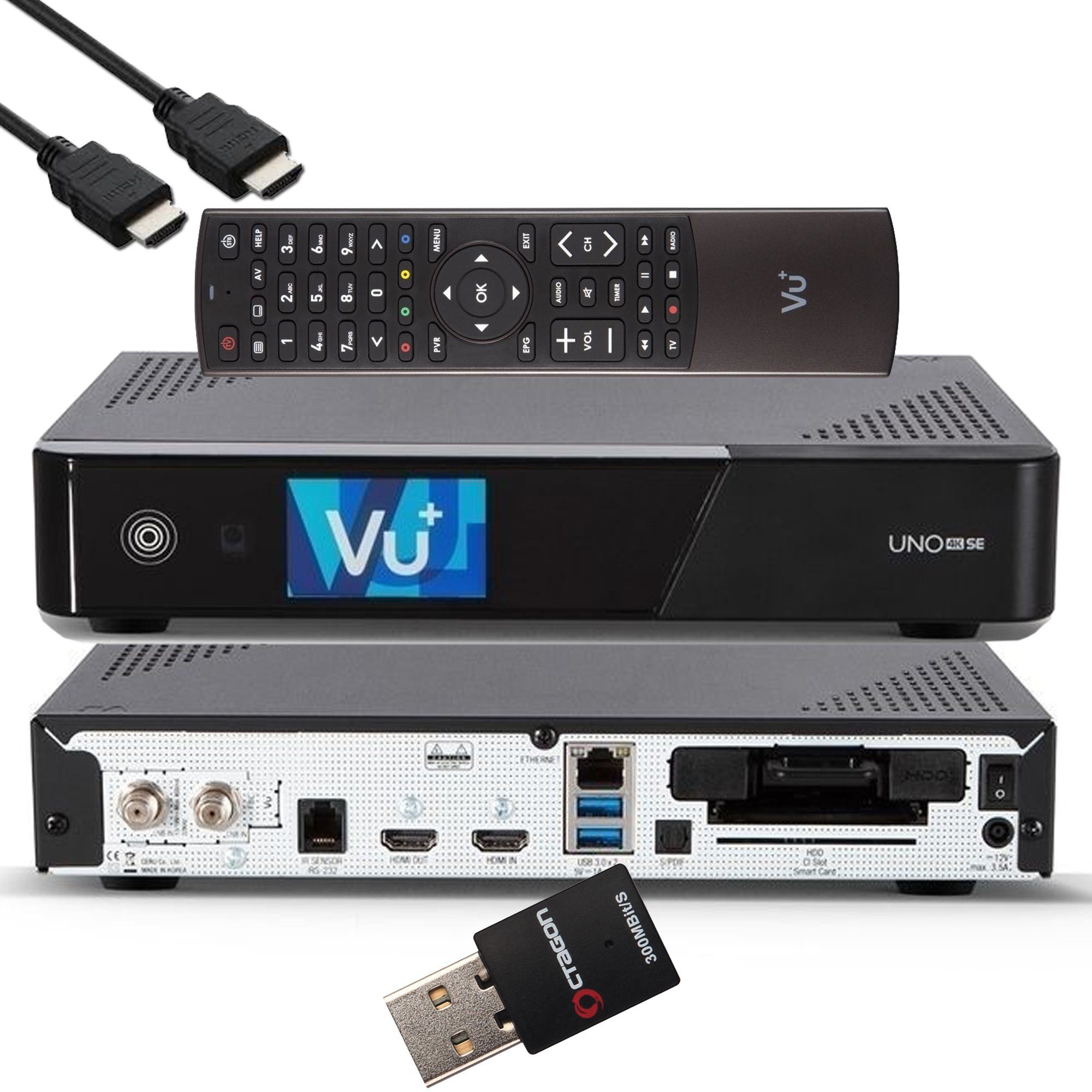 VU+ UNO 4K SE - UHD HDR 1x DVB-S2 E2 Linux Приемники + 300 Mbit WiFi Stick Спутниковый ресивер