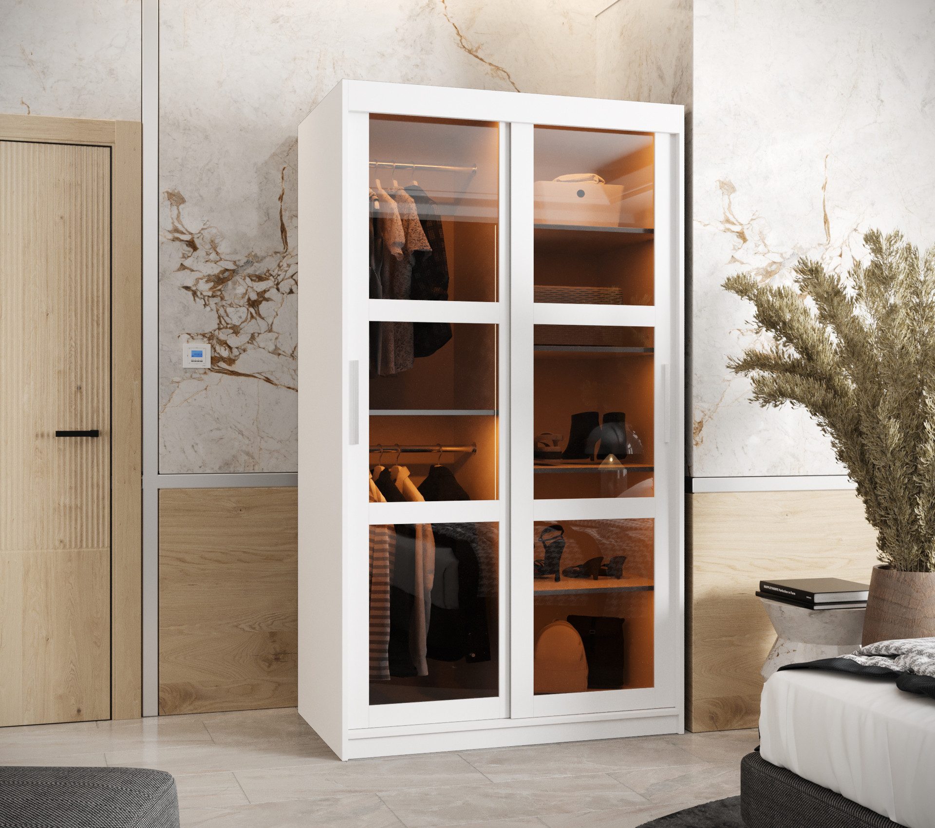MOEBLO Schiebetürenschrank DEMO (Kleiderschrank Schwebetürenschrank 2-türig günstig online kaufen