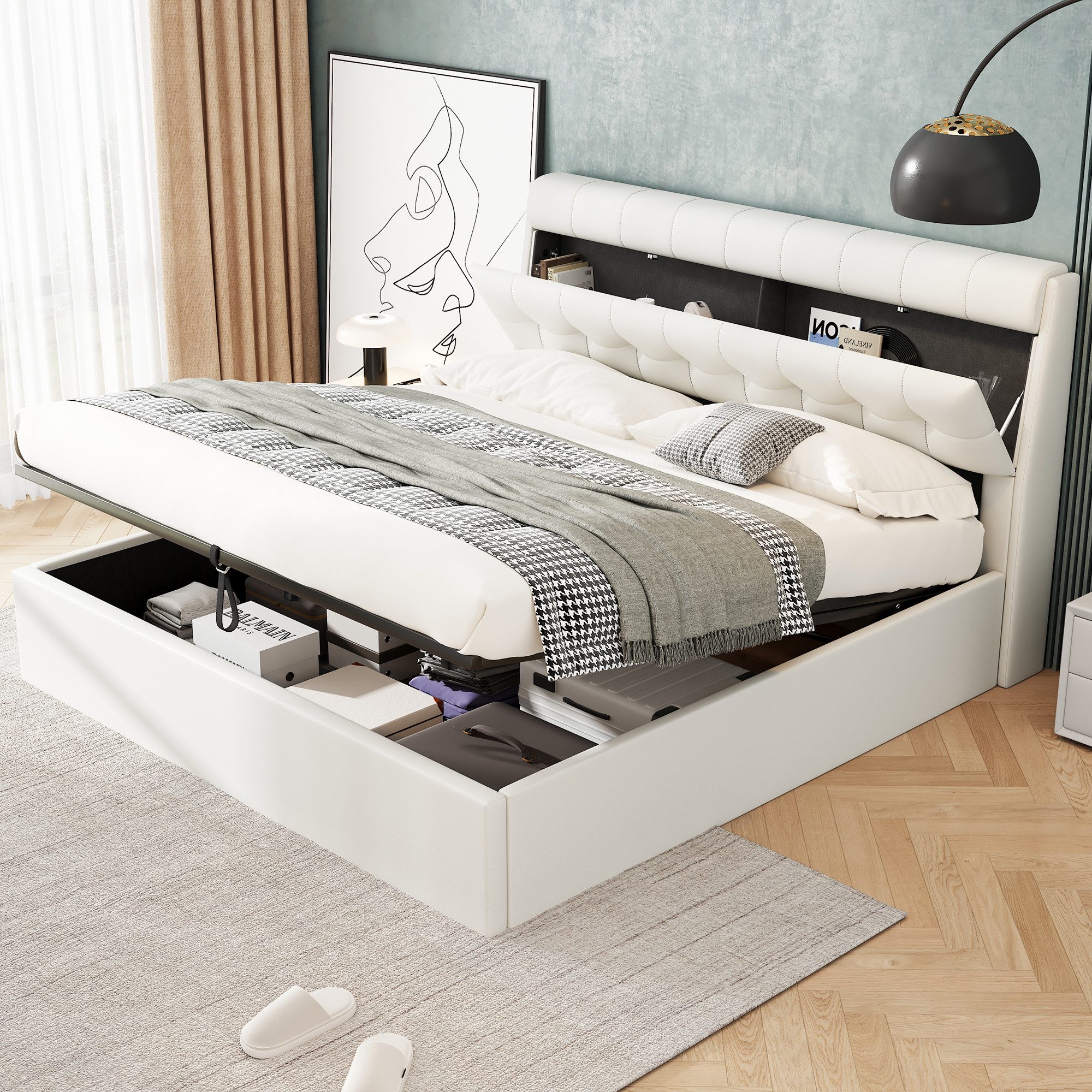 Ulife Polsterbett Hydraulisches Stauraumbett, Versteckte Aufbewahrung günstig online kaufen