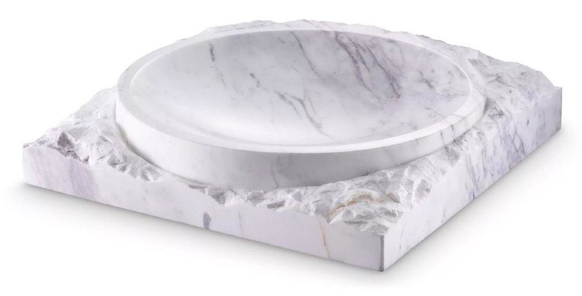 Casa Padrino Dekoobjekt Luxus Deko Marmor Schale Weiß 30,5 x 30,5 x H. 6 cm - Obstschale aus hochwertigem Marmor - Hotel & Restaurant Deko Accessoires - Luxus Qualität