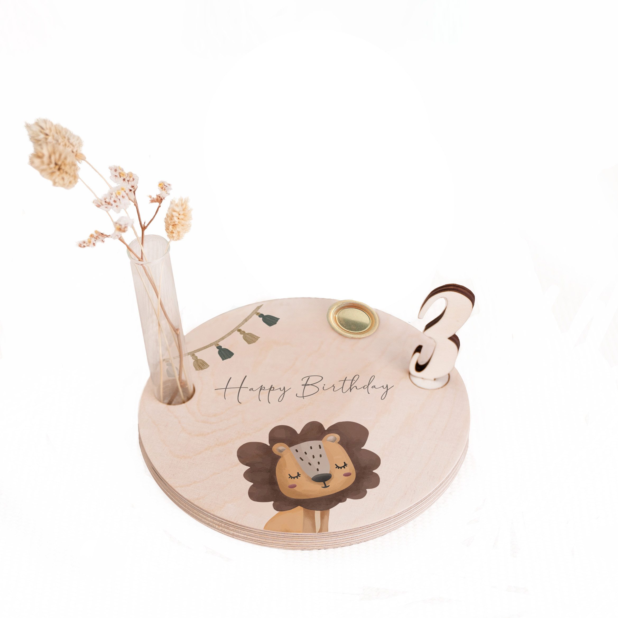 hellomini Geburtstagskerze Geburtstagsteller mit Свічкиhalter, Vase & Jahreszahlen