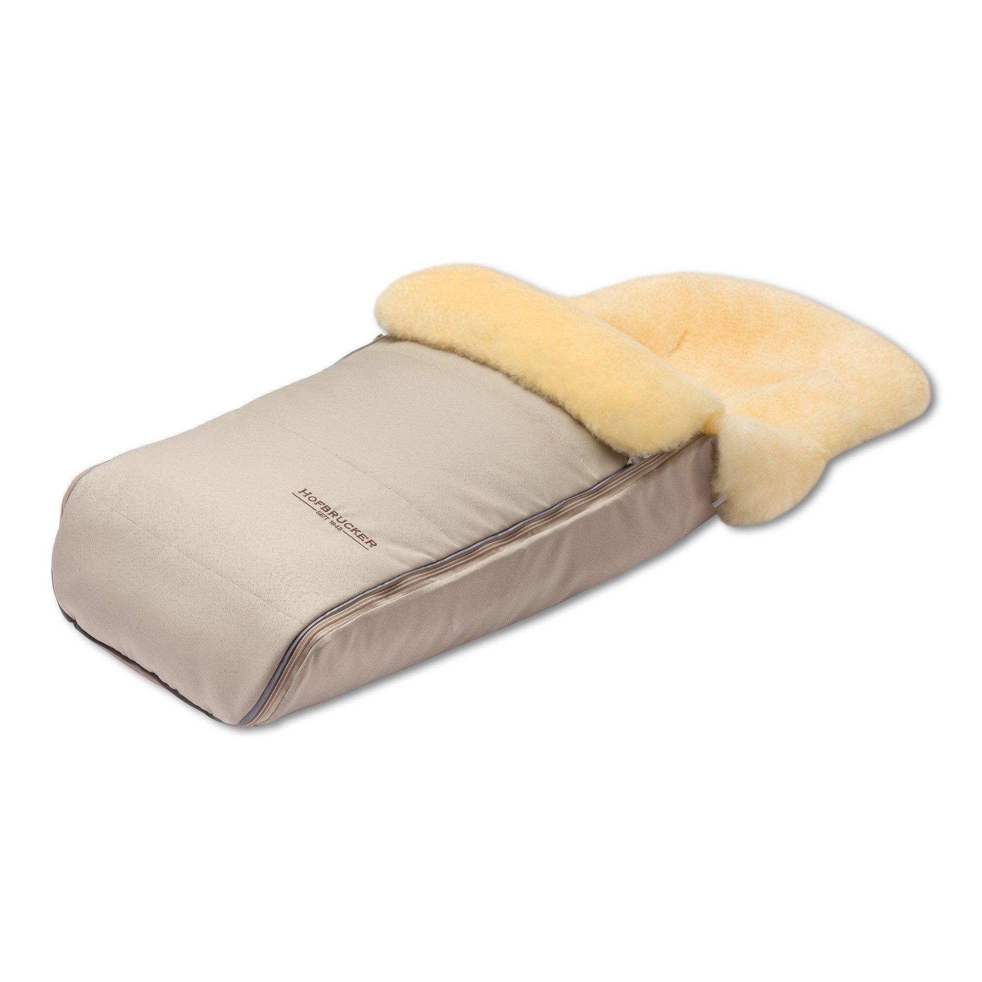 Hofbrucker seit 1948 Fußsack Lammfell-Fußsack Luxus für Kinderwagen und Buggy, warmer Winterfußsack mit echtem Lammfell wind- und wasserabweisend