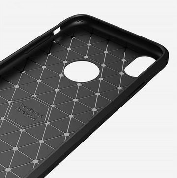 CoverKingz Handyhülle Hülle für Apple iPhone XR Handyhülle Case Cover Silikonhülle Bumper, Carbon Look Brushed Design