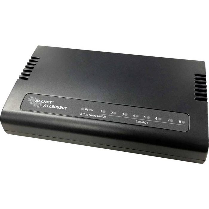Allnet Switch unmanaged 8 Port Fast Ethernet lüfterlos Netzwerk-Switch
