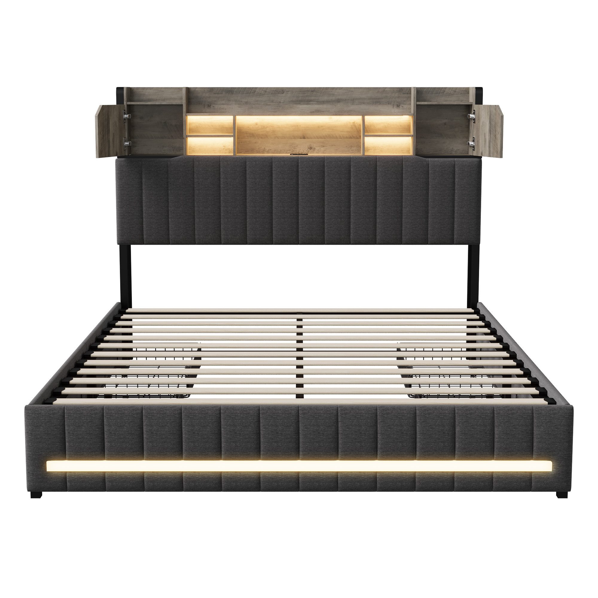 Furnishings Home Polsterbett Stauraumbett Doppelbett LED (1 tlg, Mit Vier e günstig online kaufen