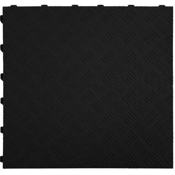 RAMROXX Bodenfliese Klickfliesen Riffelblech Look Boden für Showroom Garage Floor 15,68m², schwarz