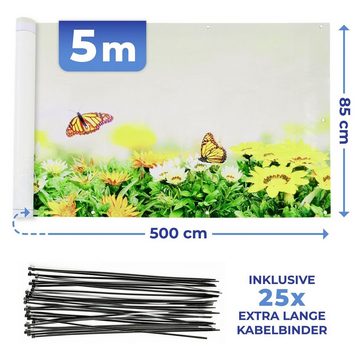 Maximex Balkonsichtschutz 5 m, reißfest, mit Schmetterlings-Motiv