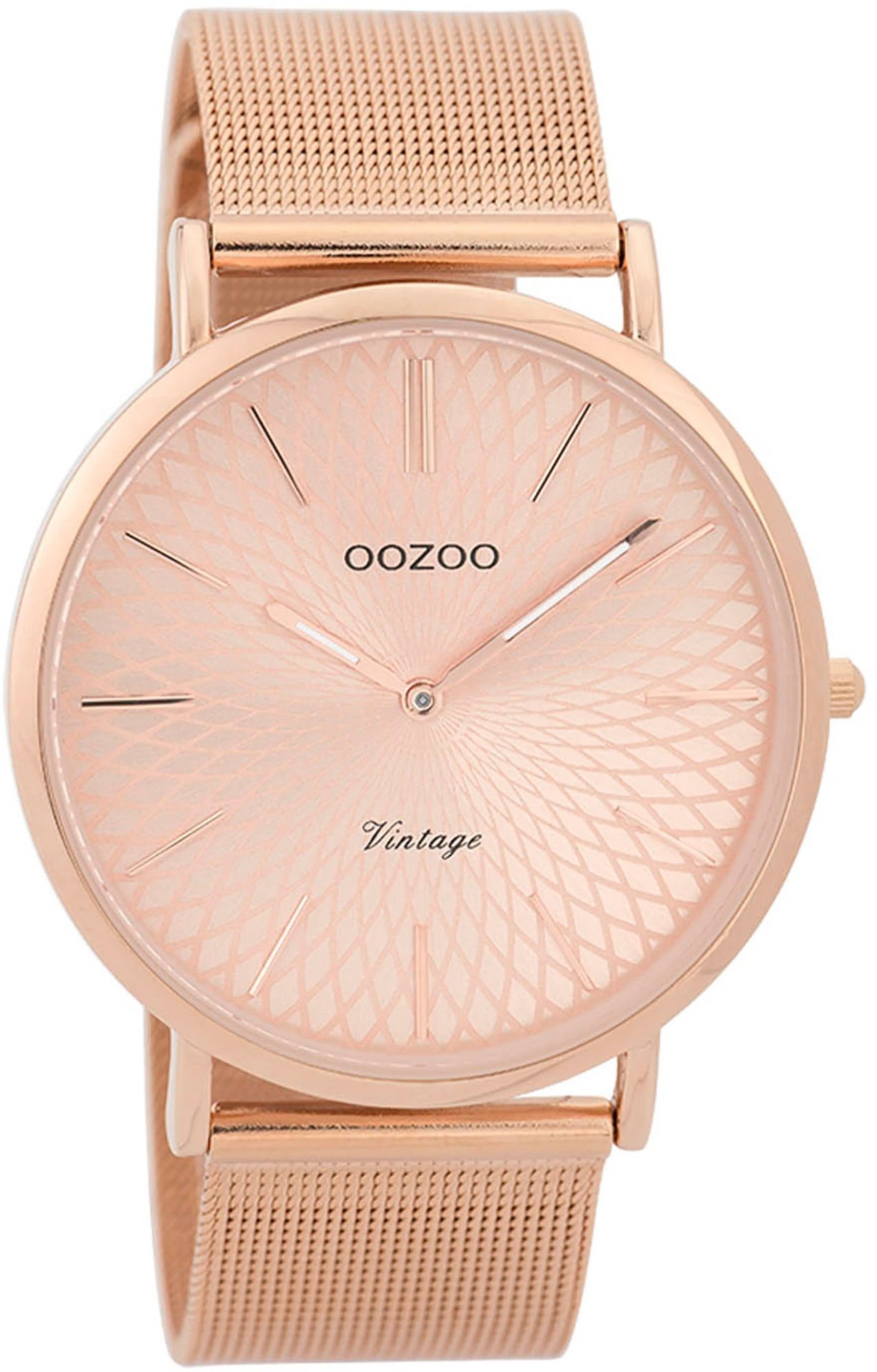 OOZOO Quarzuhr Oozoo Damen Armbanduhr rosegold Analog, Damenuhr rund, groß (ca. 40mm), Edelstahlarmband rosegold, Fashion