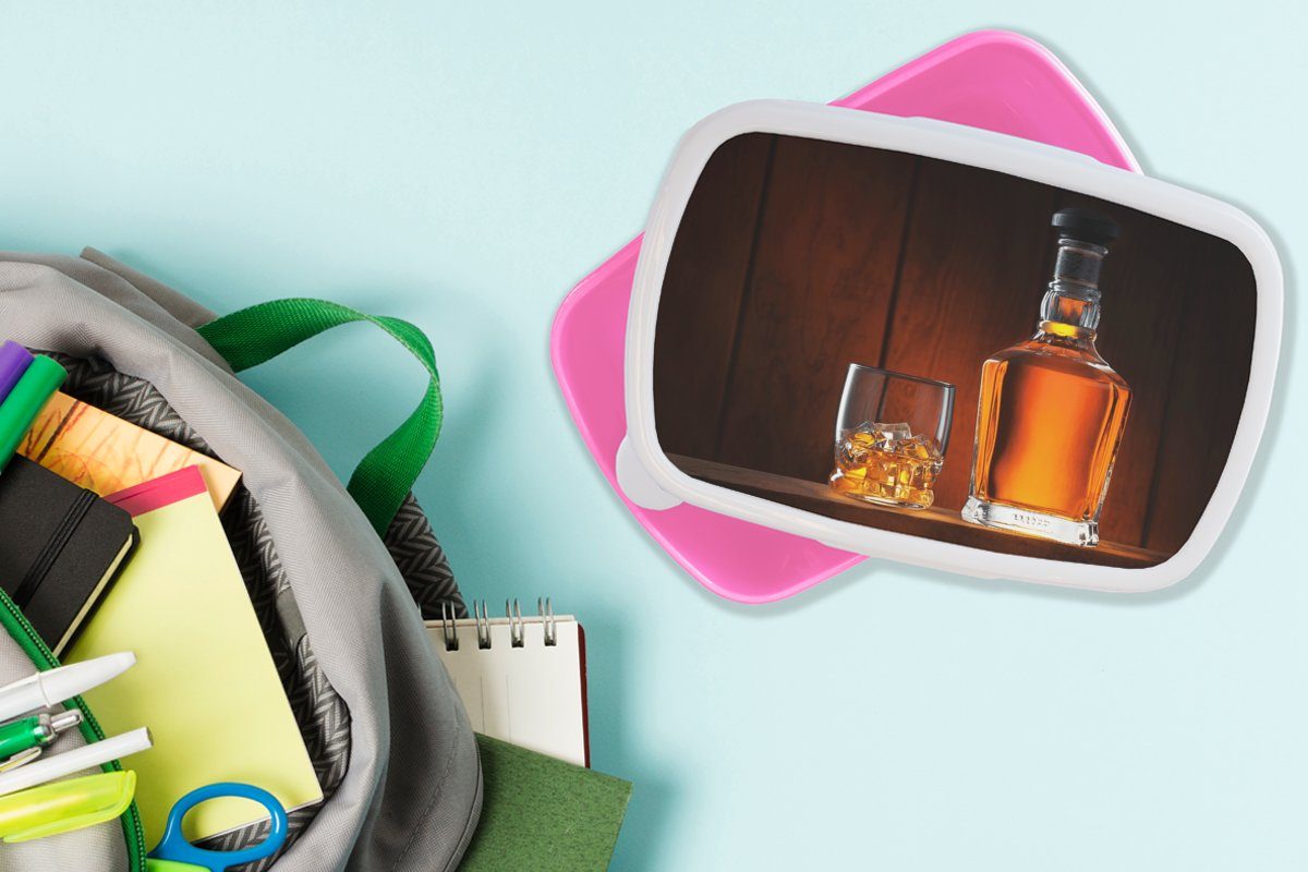 - Snackbox, Karaffe, Flasche Kunststoff MuchoWow - rosa Lunchbox Brotbox für Whiskey Brotdose Mädchen, Kinder, Erwachsene, (2-tlg), Kunststoff,
