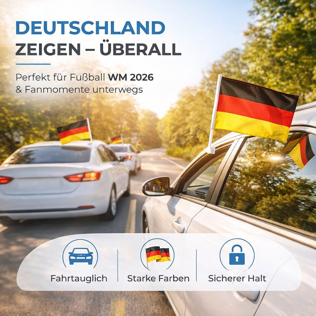 Dekotalent® Flagge 2er Autofahnen Autoflagge Deutschland Auto Fahne WM 2026 (2-St)