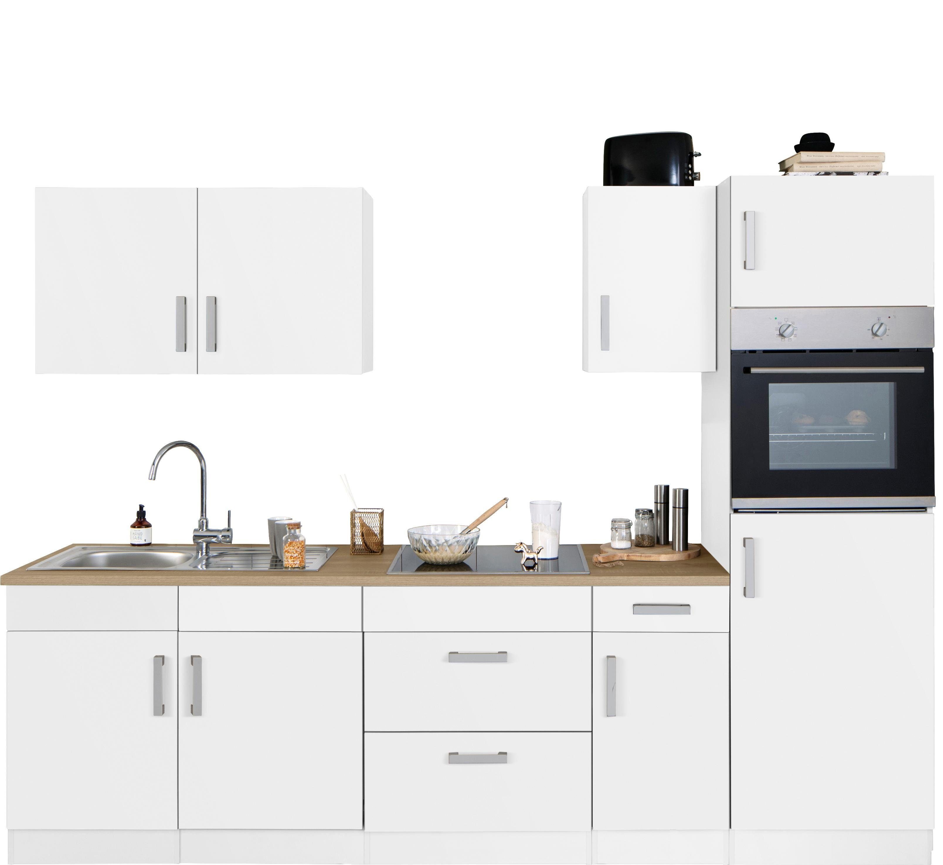 KOCHSTATION Küchenzeile KS-Gera, Breite 270 cm, wahlweise mit E-Geräten, mit Arbeitsplatte