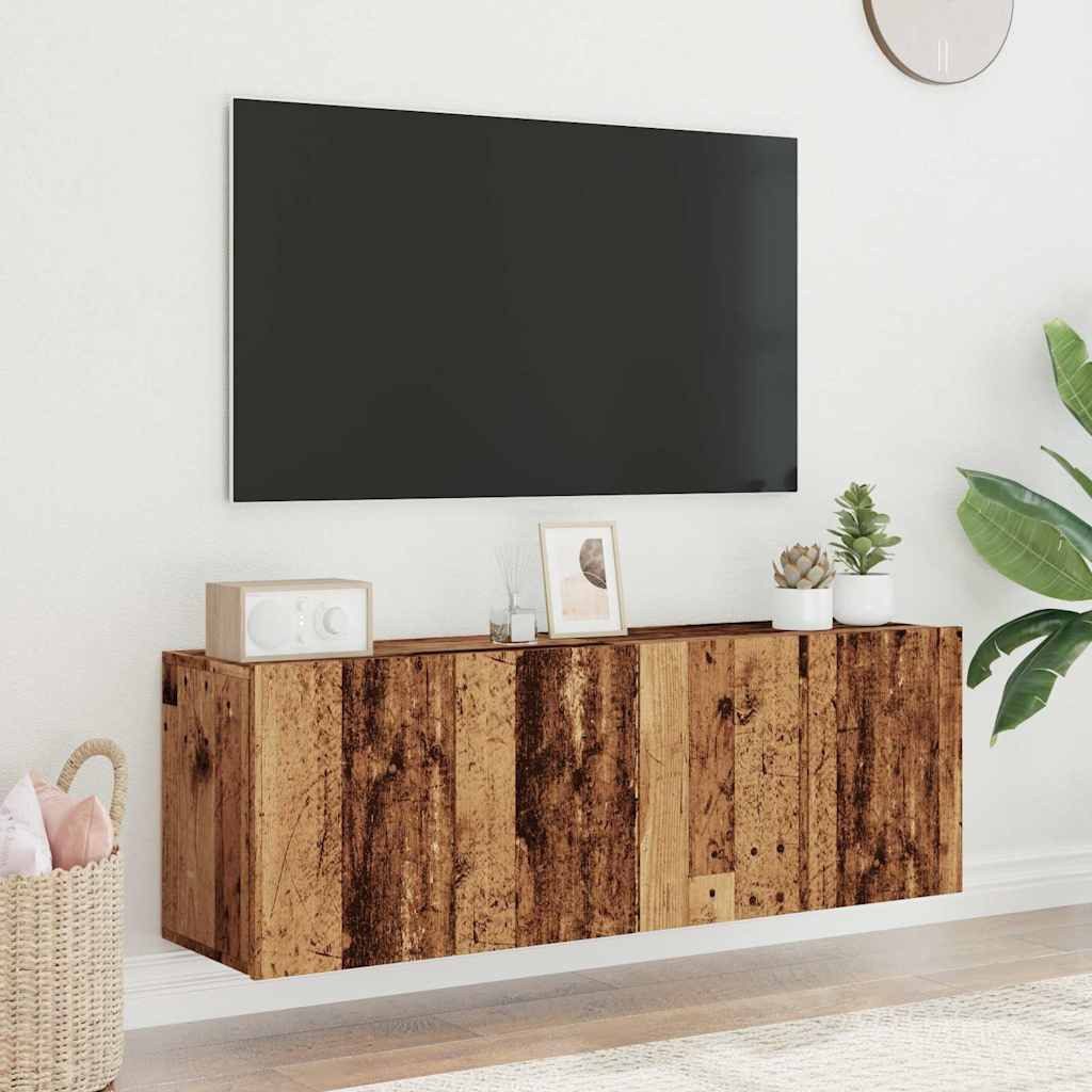 vidaXL TV-Wand TV-Wandschränke 2 Stk. Altholz-Optik 60x30x41 cm, (2-St)