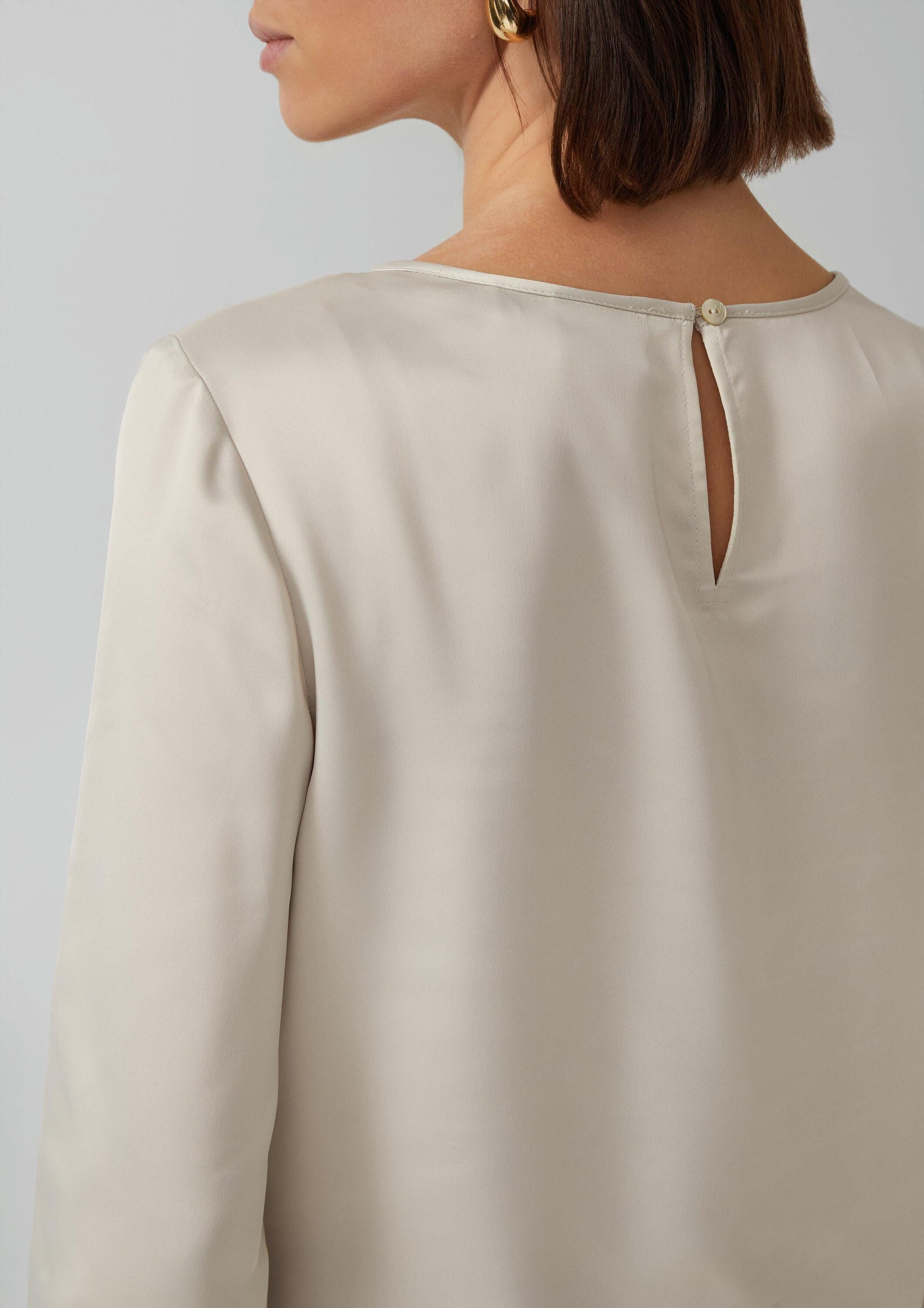 s.Oliver Langarmbluse Bluse Satin-Bluse mit Binde-Detail am Saum