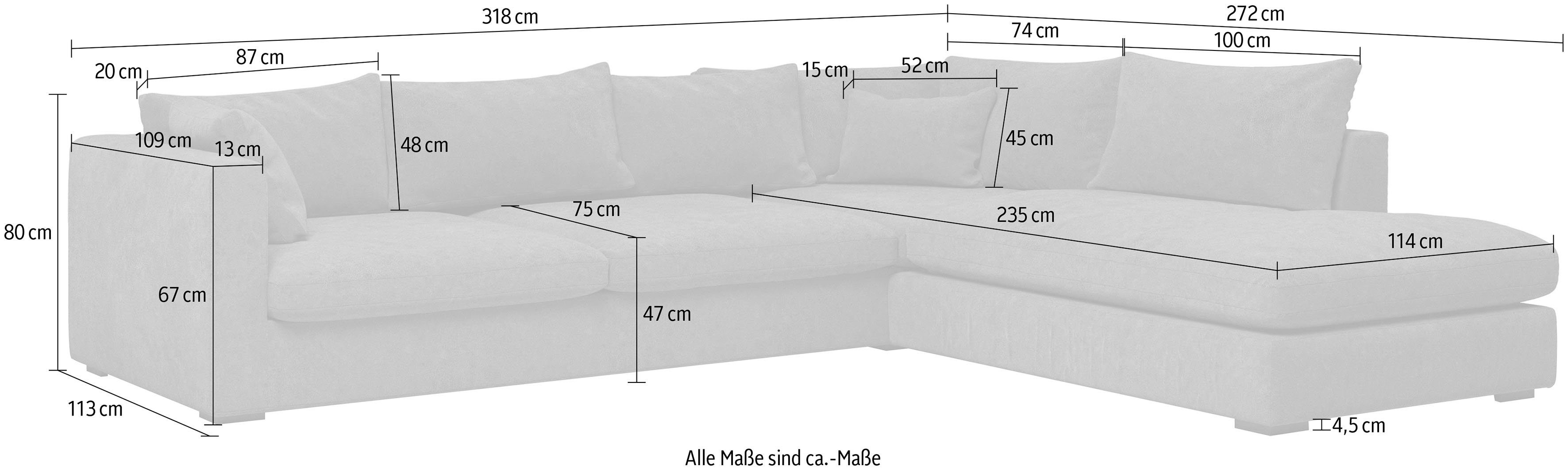 Home affaire weich kuschelig, mit Ecksofa Dark Daunen Federn Füllung grey extra und und Coray