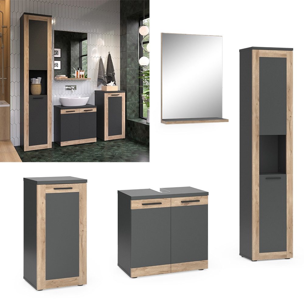 Vicco Badmöbel-Set Niko, Anthrazit/Viking Oak, mit günstig online kaufen
