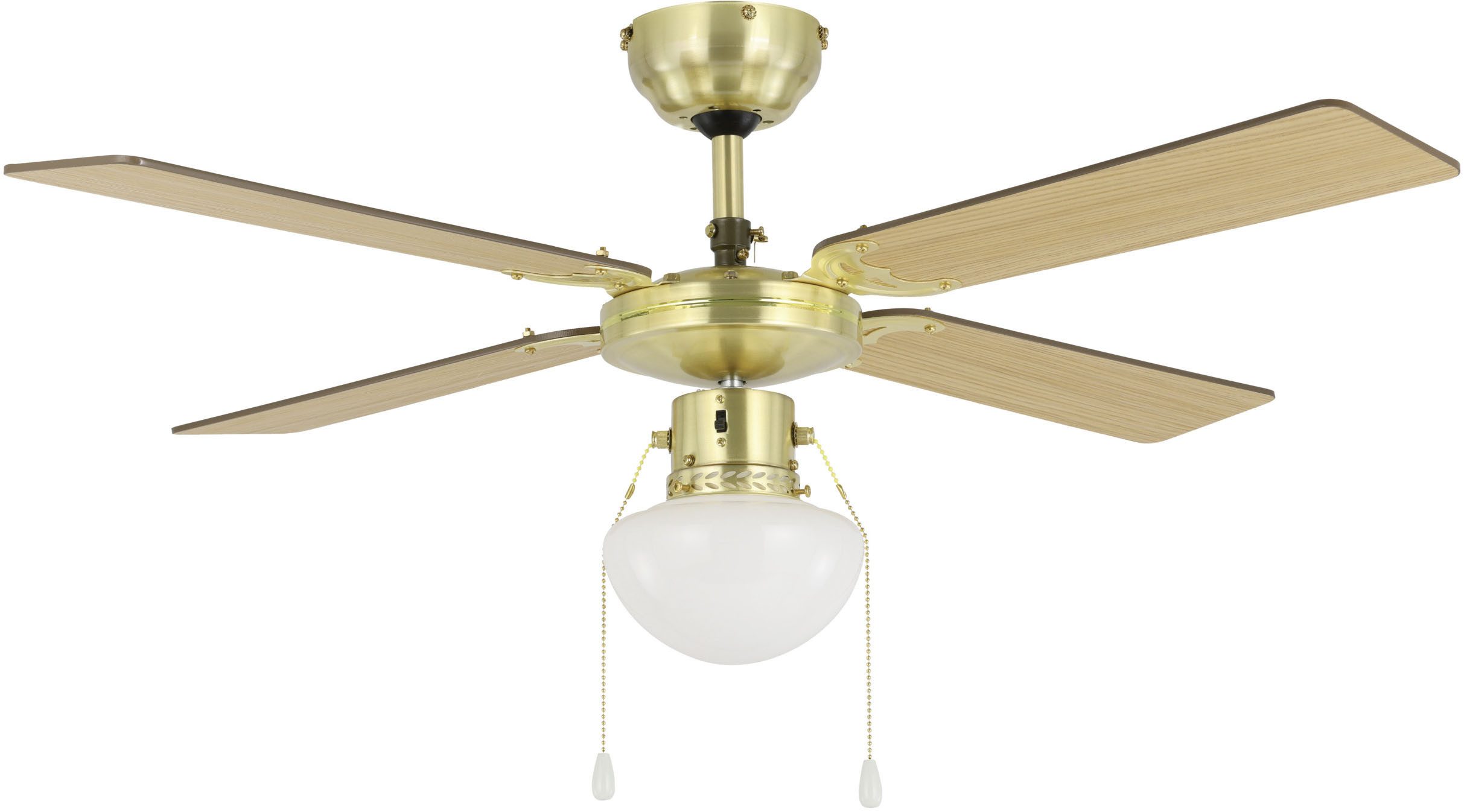 EGLO Deckenleuchte FORTALEZA Ventilator & Licht - Stahl - E27 - 1X60W - IP20, Ein-/Ausschalter, Ventilatorfunktion, ohne Leuchtmittel, Ventilator mit Beleuchtung, Wohnzimmer, Schalfzimmern, H42 x Ø106,6 cm