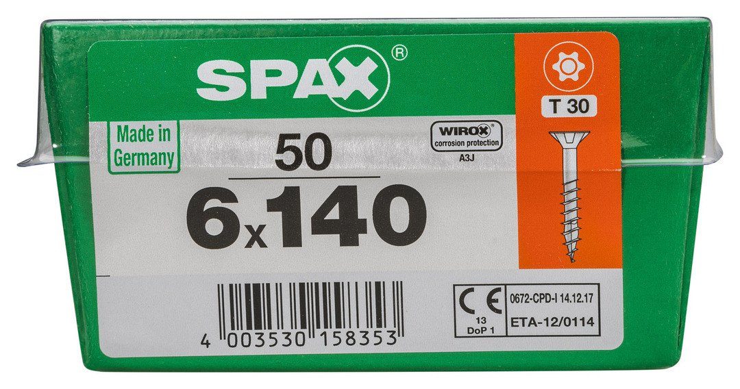 Holzbauschraube Spax Universalschrauben 6.0 x 140 mm TX 30 - 50