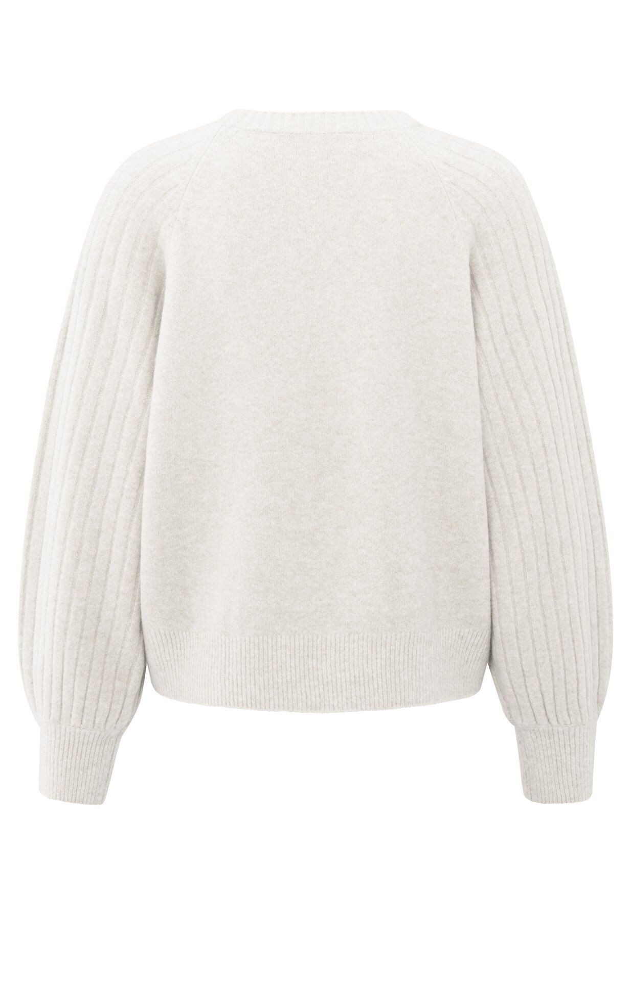 YAYA Rundhalspullover Pullover mit gerippten Ärmeln günstig online kaufen
