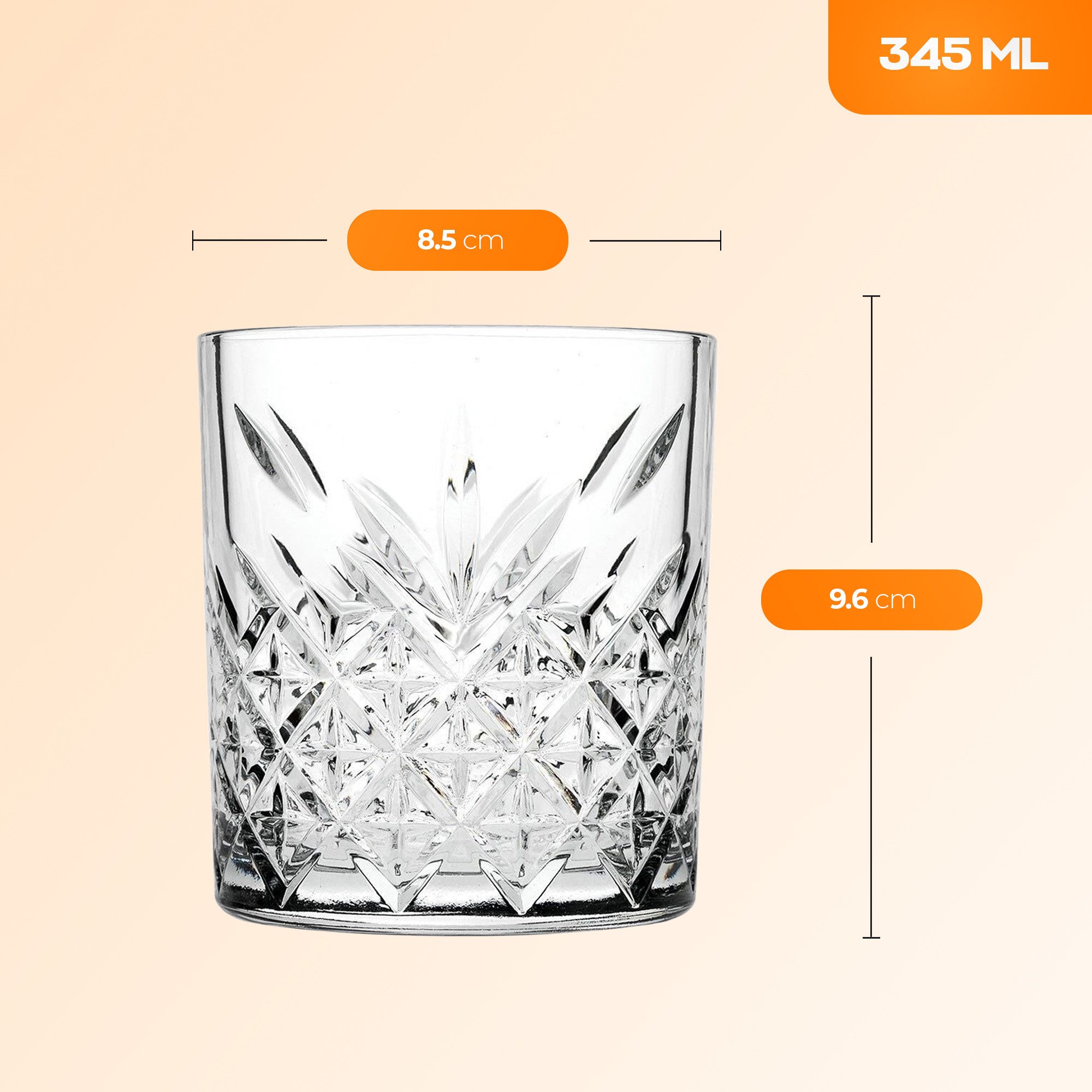 Pasabahce Gläser-Set Timeless Whiskeyglas, 4-tlg., Glas, ideal für Whisky, Scotch & Old Fashioned, 345ml, 4er Set