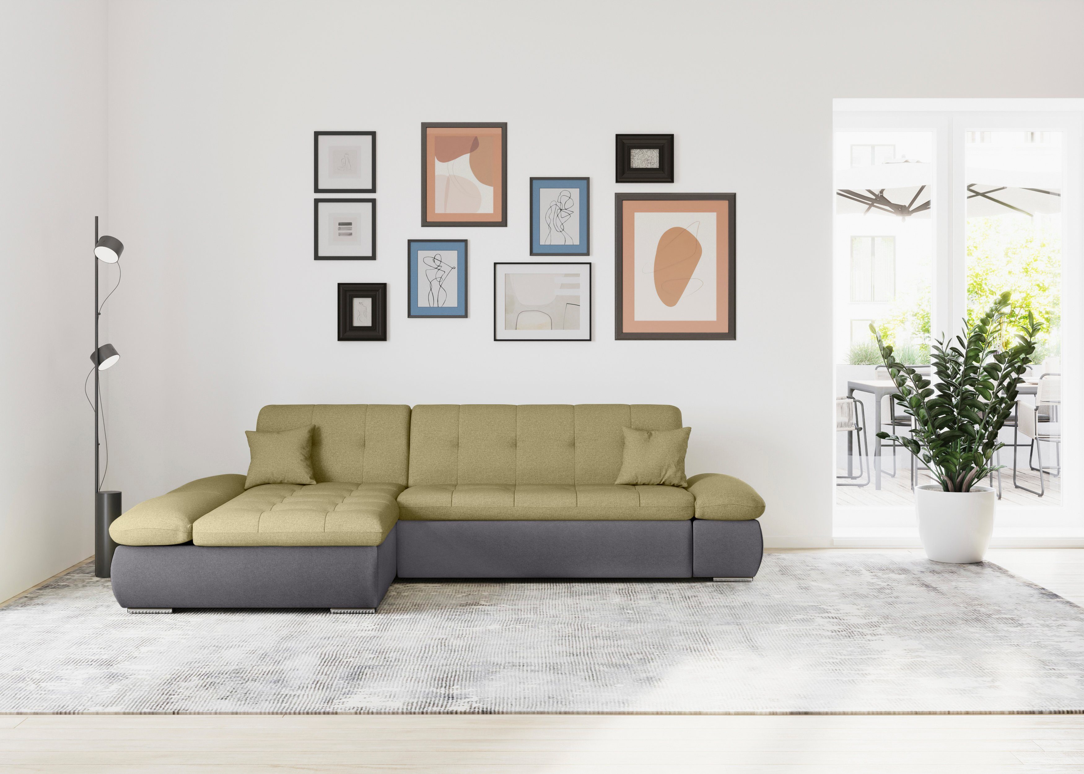 DOMO collection Ecksofa Moric B/T/H 300/172/80 cm, auch in Cord, L-Form, XXL-Format, wahlweise auch mit Bettfunktion und Armverstellung