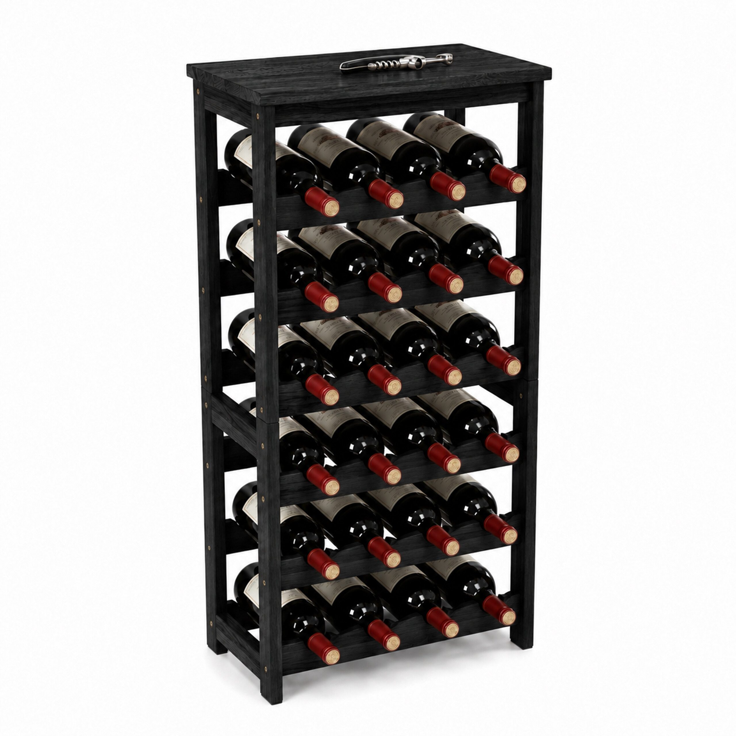 relaxdays Weinregal für 24 Flaschen Holz, 1-tlg., schwarz