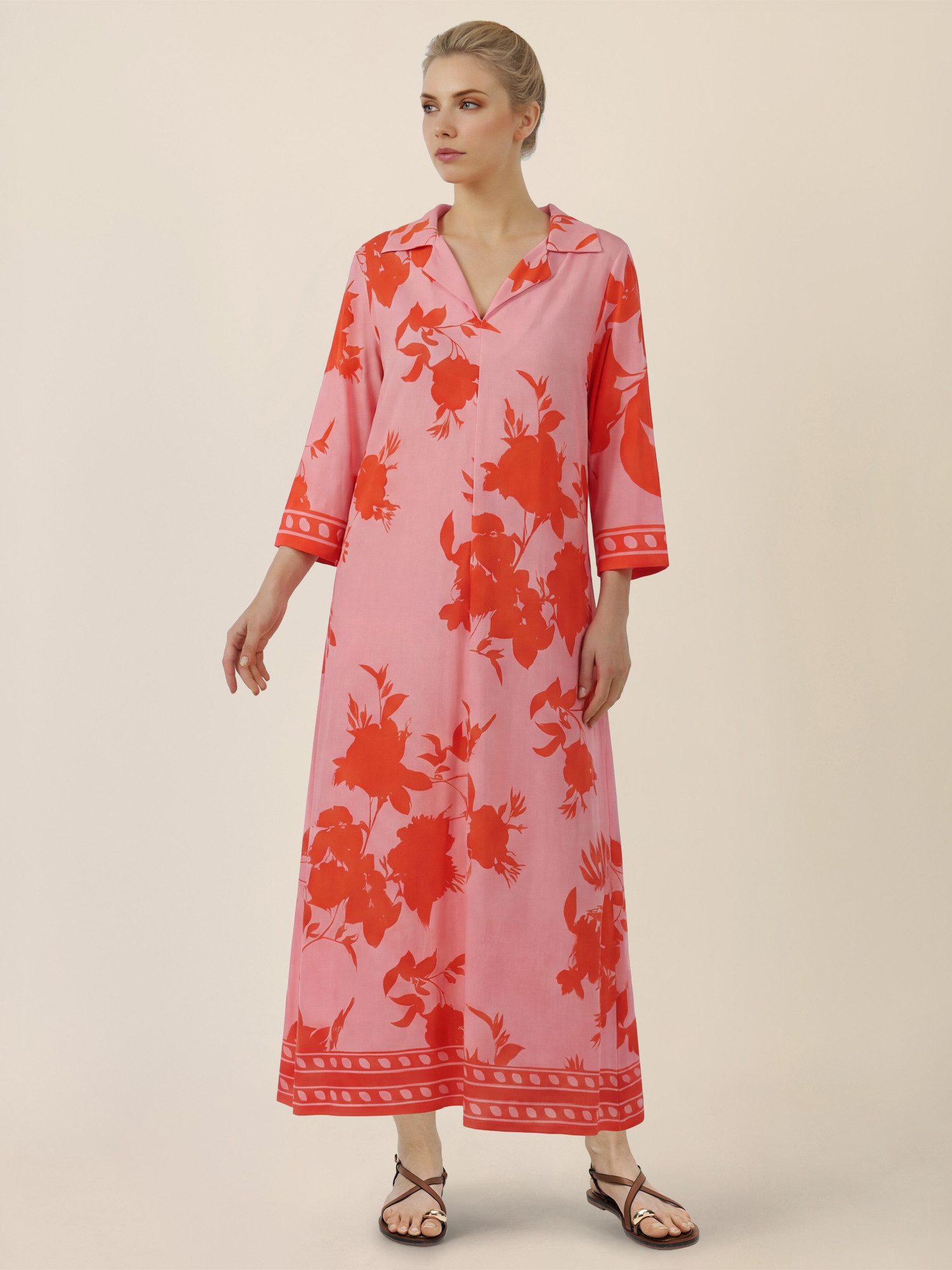Apart Jerseykleid mit floralem Print und Stehkragen