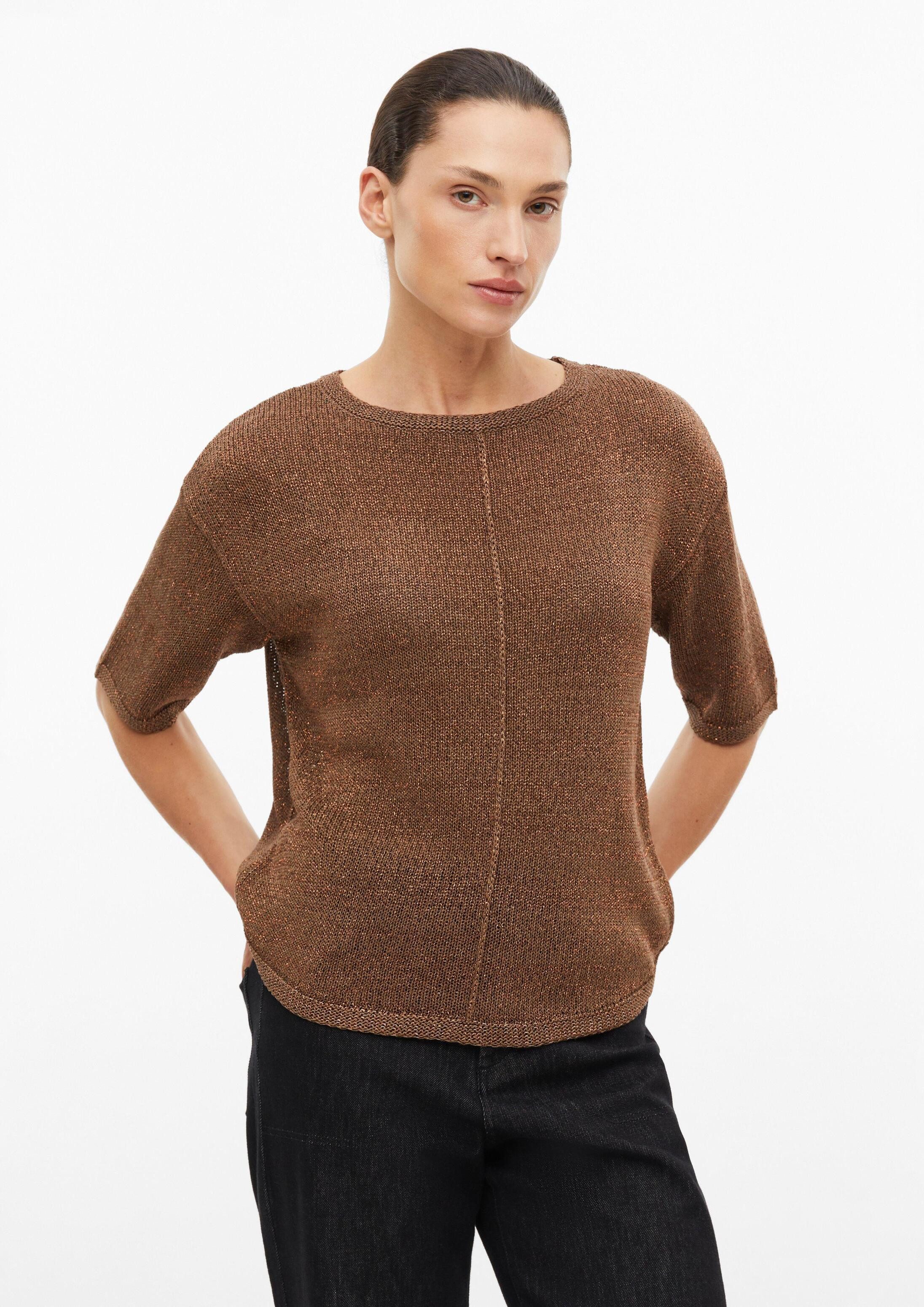 s.Oliver Kurzarmpullover Strickpullover Kurzarm-Strickpullover mit Glitzergarn
