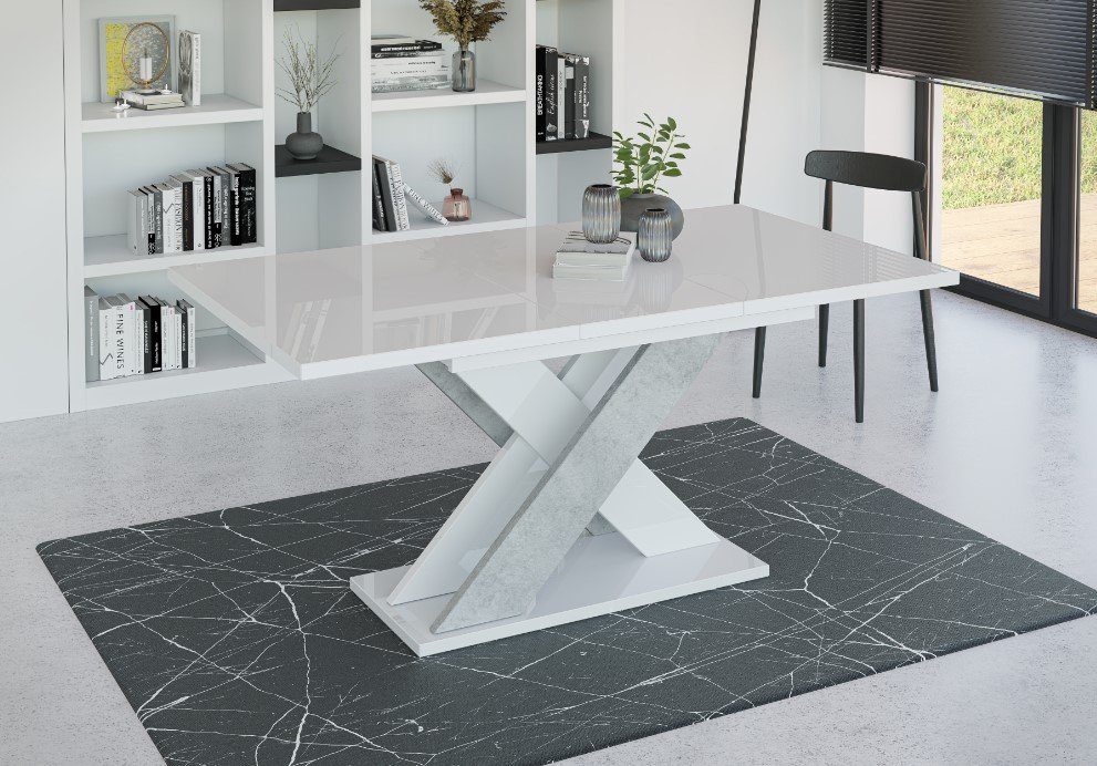 eine Tisch und Ergänzung pressiode funktionale XAO moderne Esstisch - Hochglanz Weiß Ausziehbarer