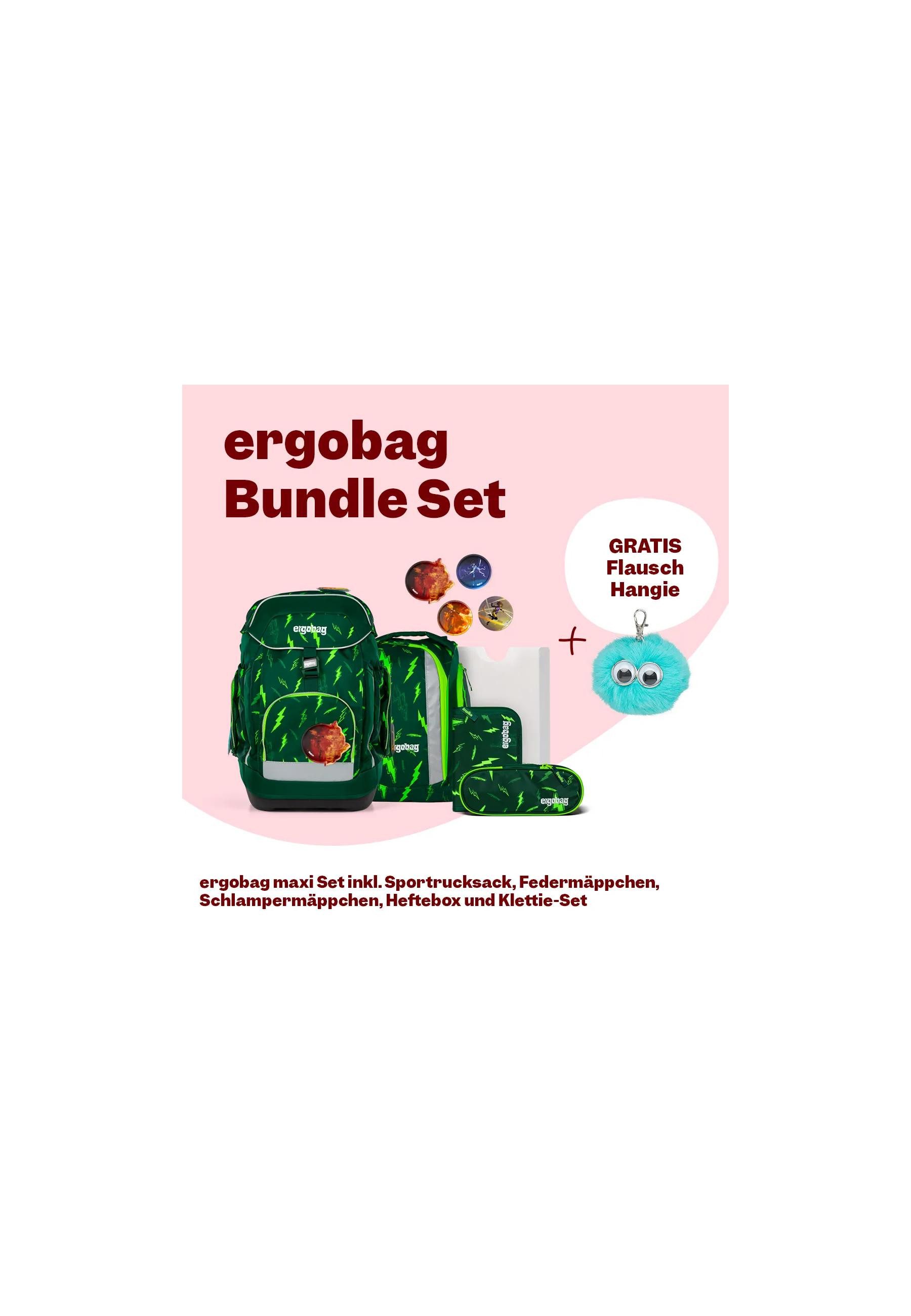 ergobag Schulranzen maxi Set Bundle (6-tlg., 7-teiliges Set), größenverstellbares Rückensystem