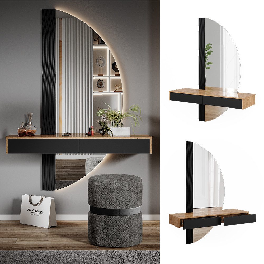 Vicco Schminktisch Melisa, Eiche/Schwarz, 120 cm günstig online kaufen
