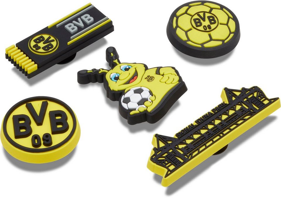 Jibbitz™ Spielzeug. verschiedenen BVB Kein (Set, Jahren unter Dortmund) BVB Motiven Kinder 5-tlg., (Fußball geeignet), Crocs Schuhanstecker 3 Borussia mit Nicht für