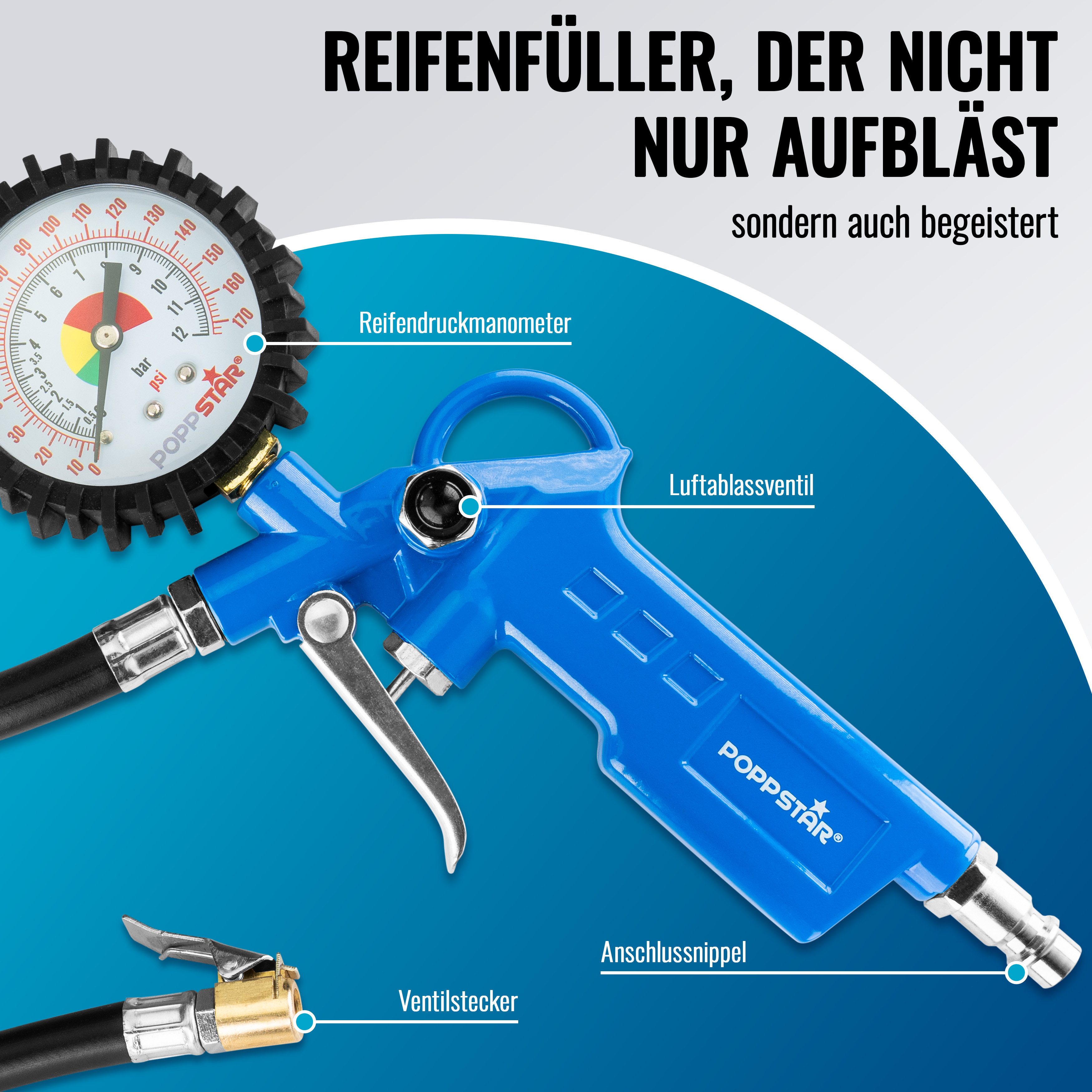 Poppstar Reifenfüllmessgerät, 1-tlg.