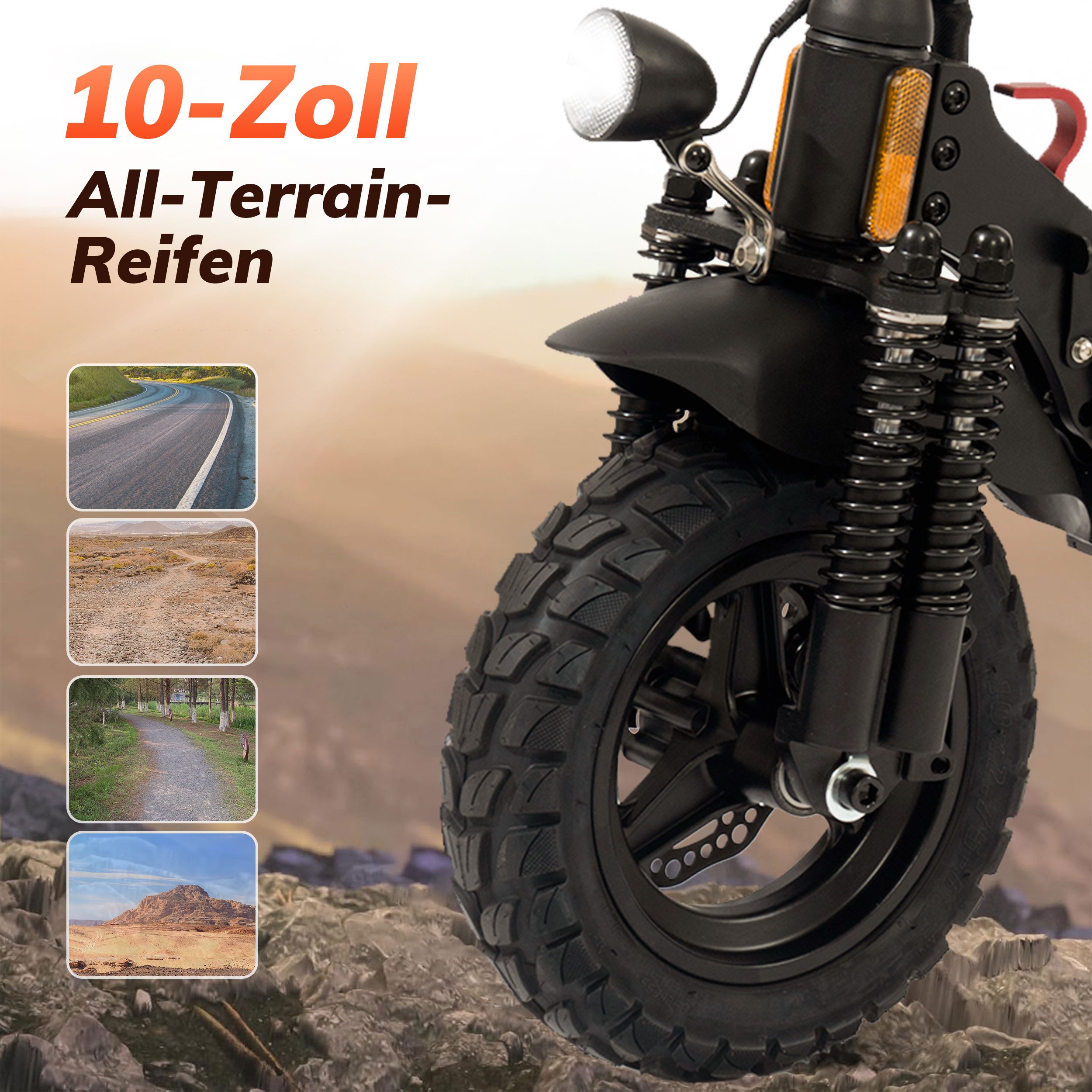 Leawin 10-inch electric scooter with road approval (ABE), foldable, max. 60km range, 500W, 20km/h (with turn signals, 20% incline capability, 10-inch off-road tires), 48V 600Wh, e-scooter, dual shock absorbers, off-road