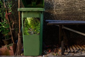 MuchoWow Wandsticker Natur - Wasser - Dschungel - Wald - Tropisch (1 St), Mülleimer-aufkleber, Mülltonne, Sticker, Container, Abfalbehälter