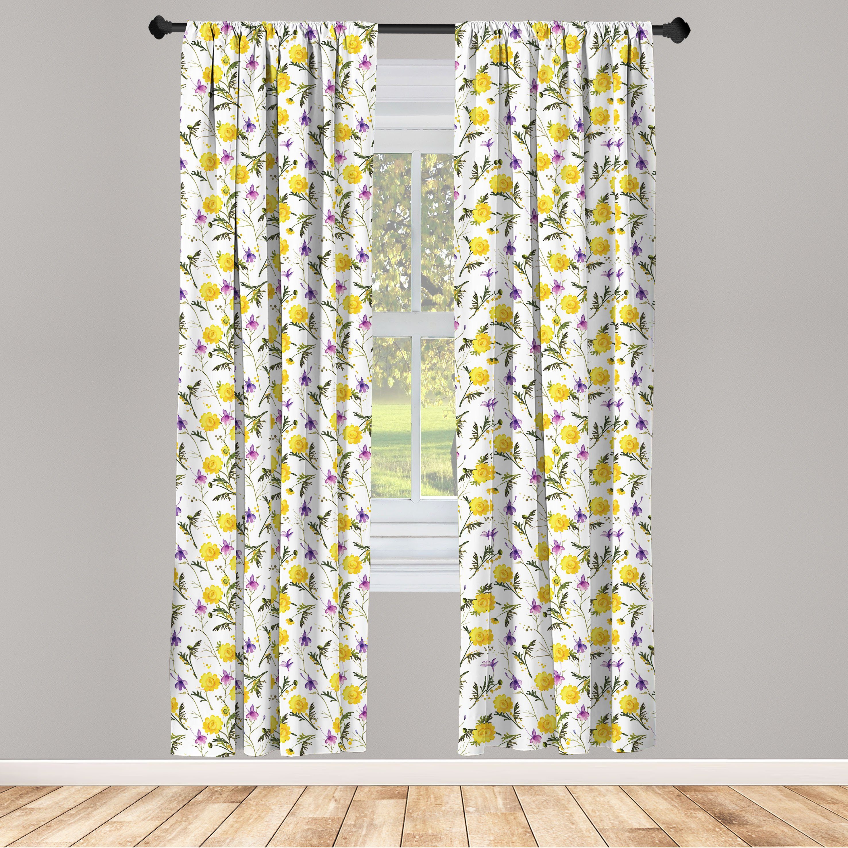 Gardine Vorhang für Wohnzimmer Schlafzimmer Dekor, Abakuhaus, Microfaser, Blumen Cota Tinctorias auf Branchen