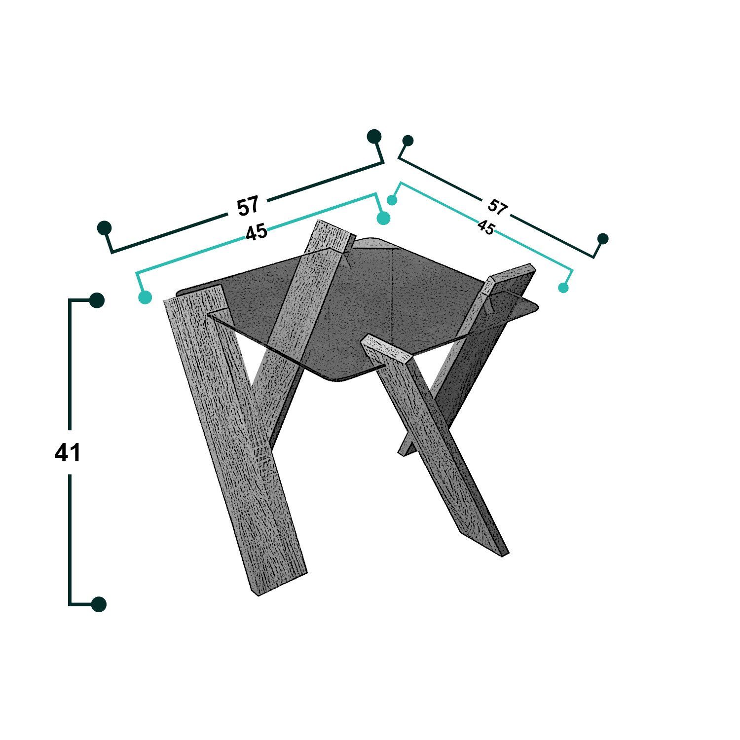 41x57x57 CMY, Skye Mini Decor Roman Couchtisch cm Senf,