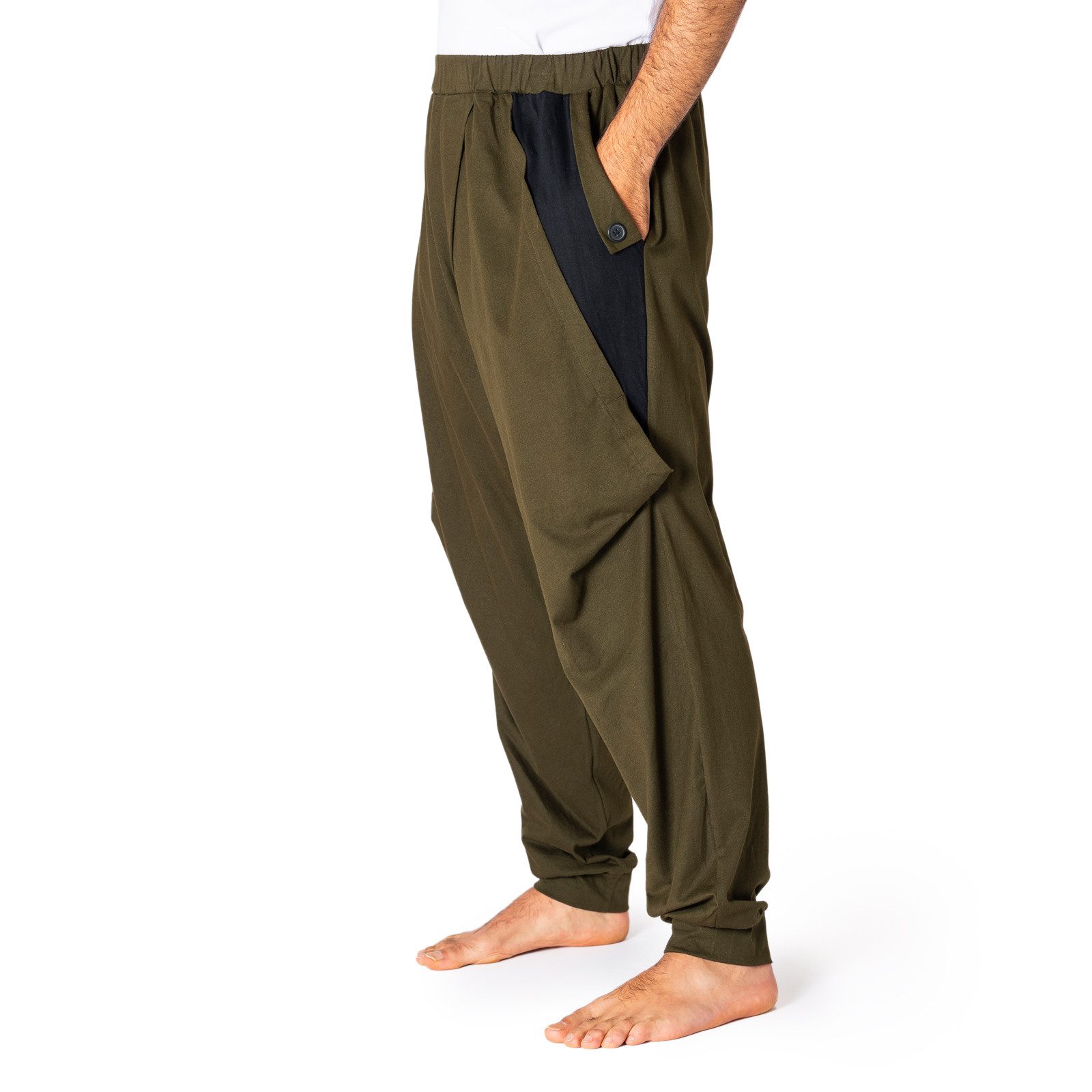 PANASIAM Haremshose Baggy Pants mit elastischem Gummibund und Luftlöchern auf Kniehöhe lange Sweatpants Jogger Pants aus 100% Baumwolle Haremshose Pumphose