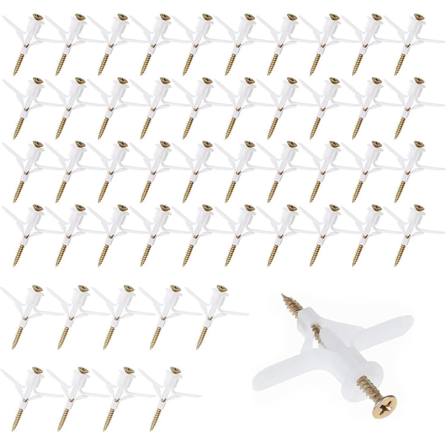 LuxusKollektion Gipskartondübel Hohlraumdübel Set 50 Stück mit Schrauben für Gipskarton Trockenbau