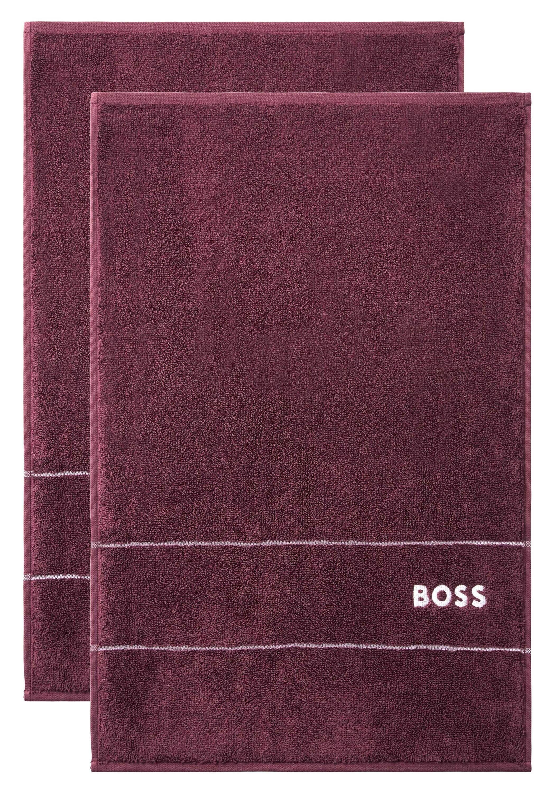 Hugo Boss Home Gästehandtücher PLAIN Baumwolle, BURGUNN mit modernem 100% Design (2tlg)