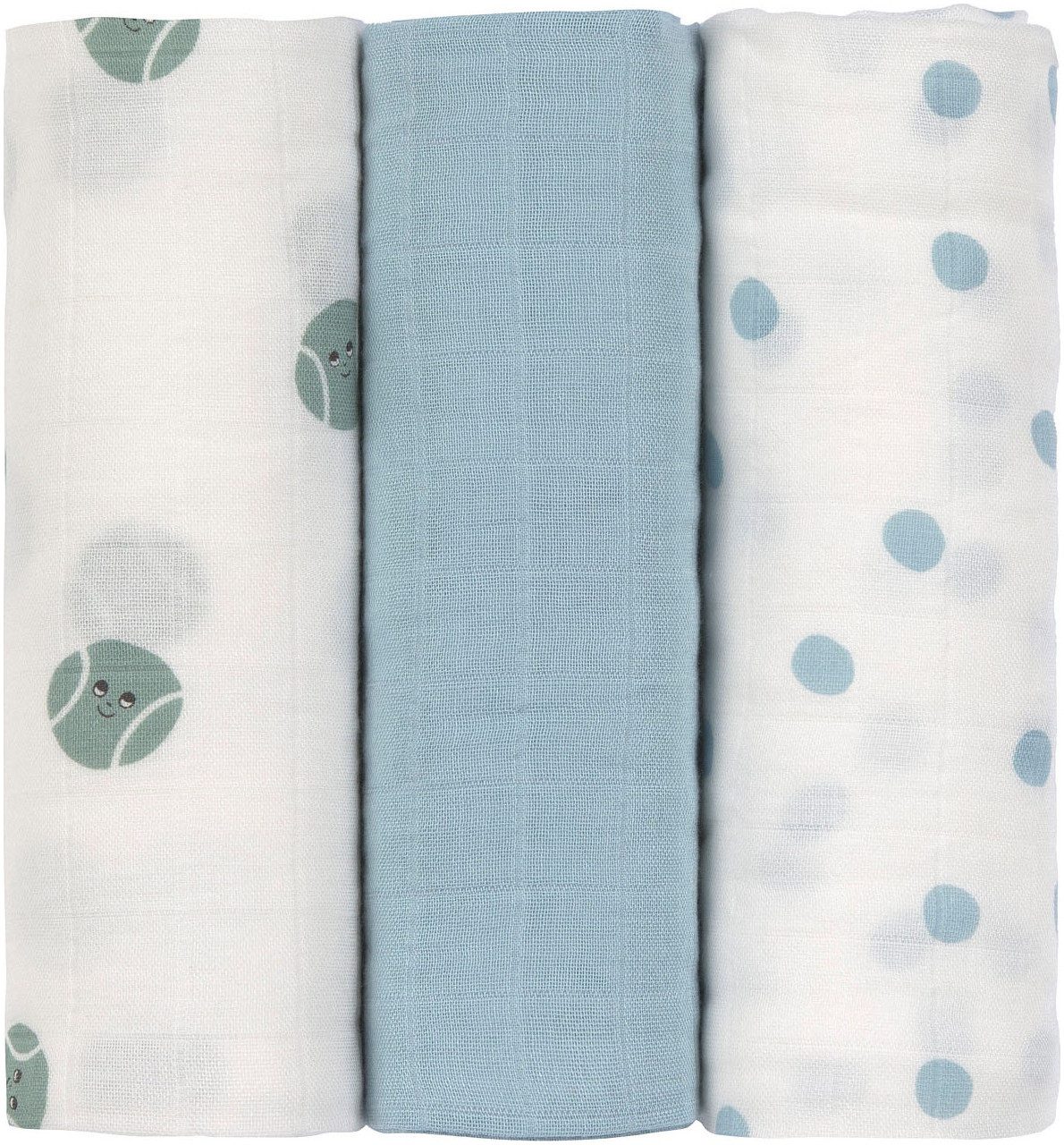 LÄSSIG Stoffwindeln Tiny Team, Mulltuch-Set, blue (Set, 3-St)