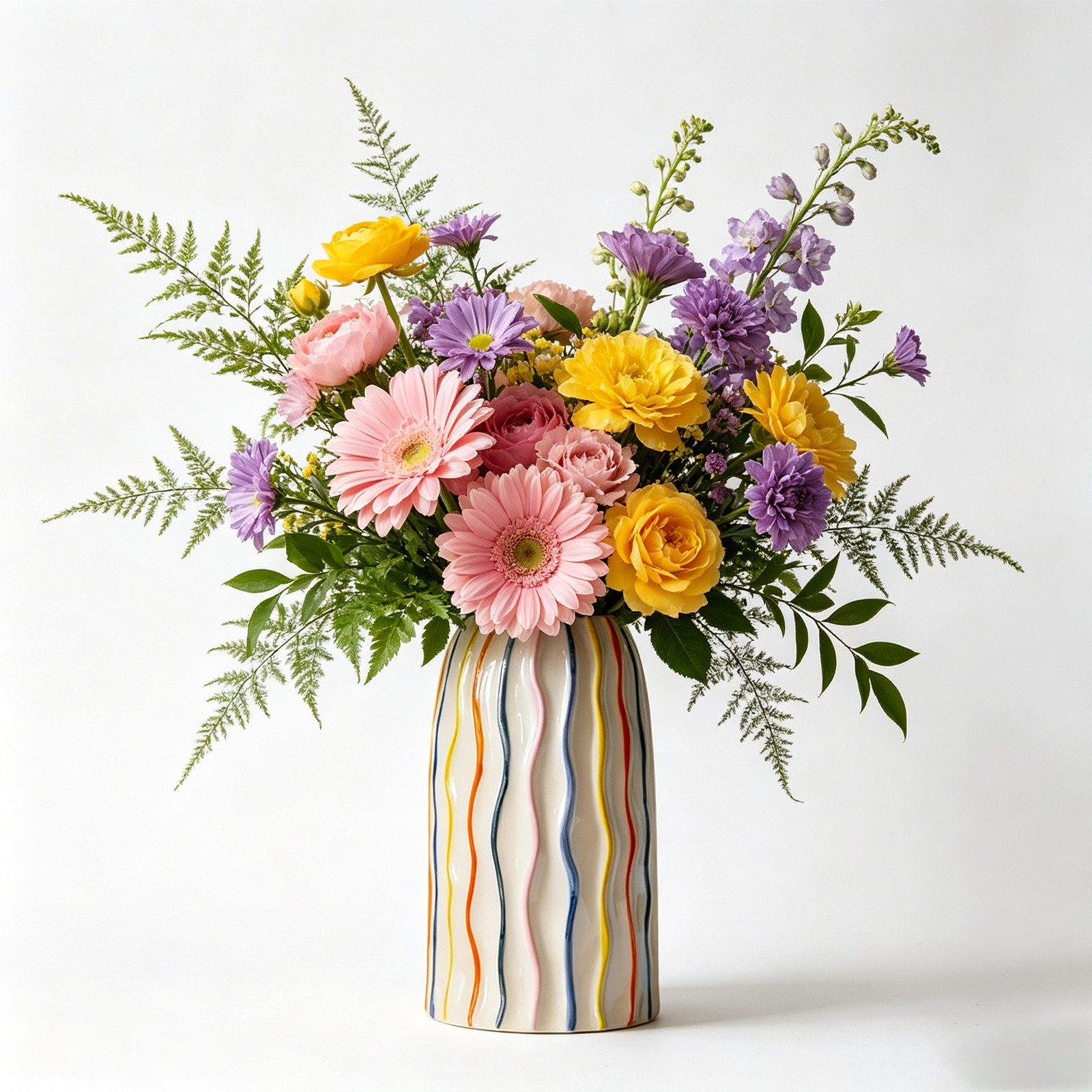 BlingBin Dekovase Keramik Vase, Moderne Vasen für Nordisches, Groß Vasen Deko (1er Set, 1 St., 1 Vase), Regenbogenvase Boho Blumenvasen für Zuhause,Wohnzimmer,Büro Dekoration