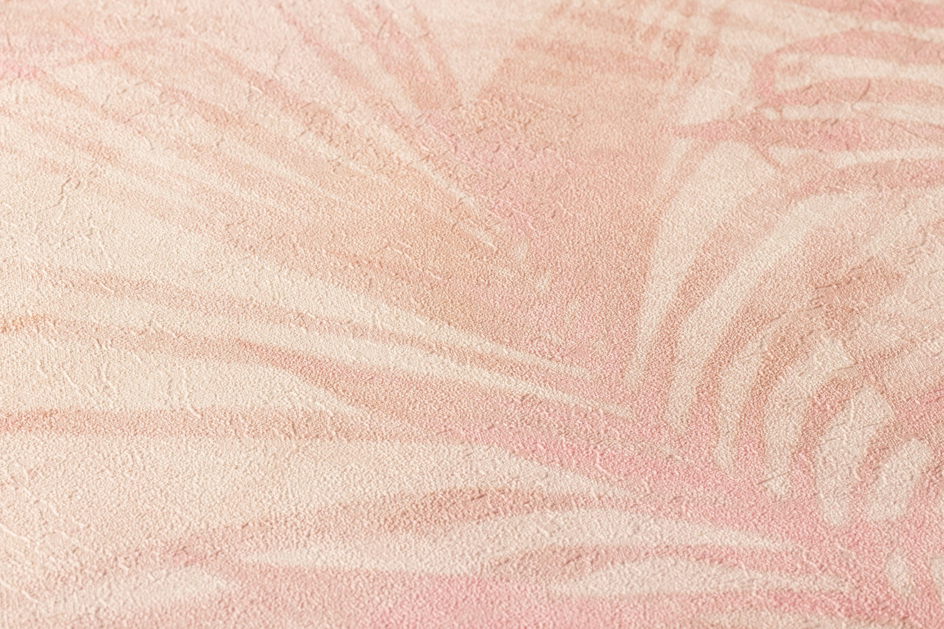 rosa Concret floral, 2.0 A.S. Vliestapete Dschungeltapete mit Neue Tropical Création Palmen Tapete Palmenblättern, Bude