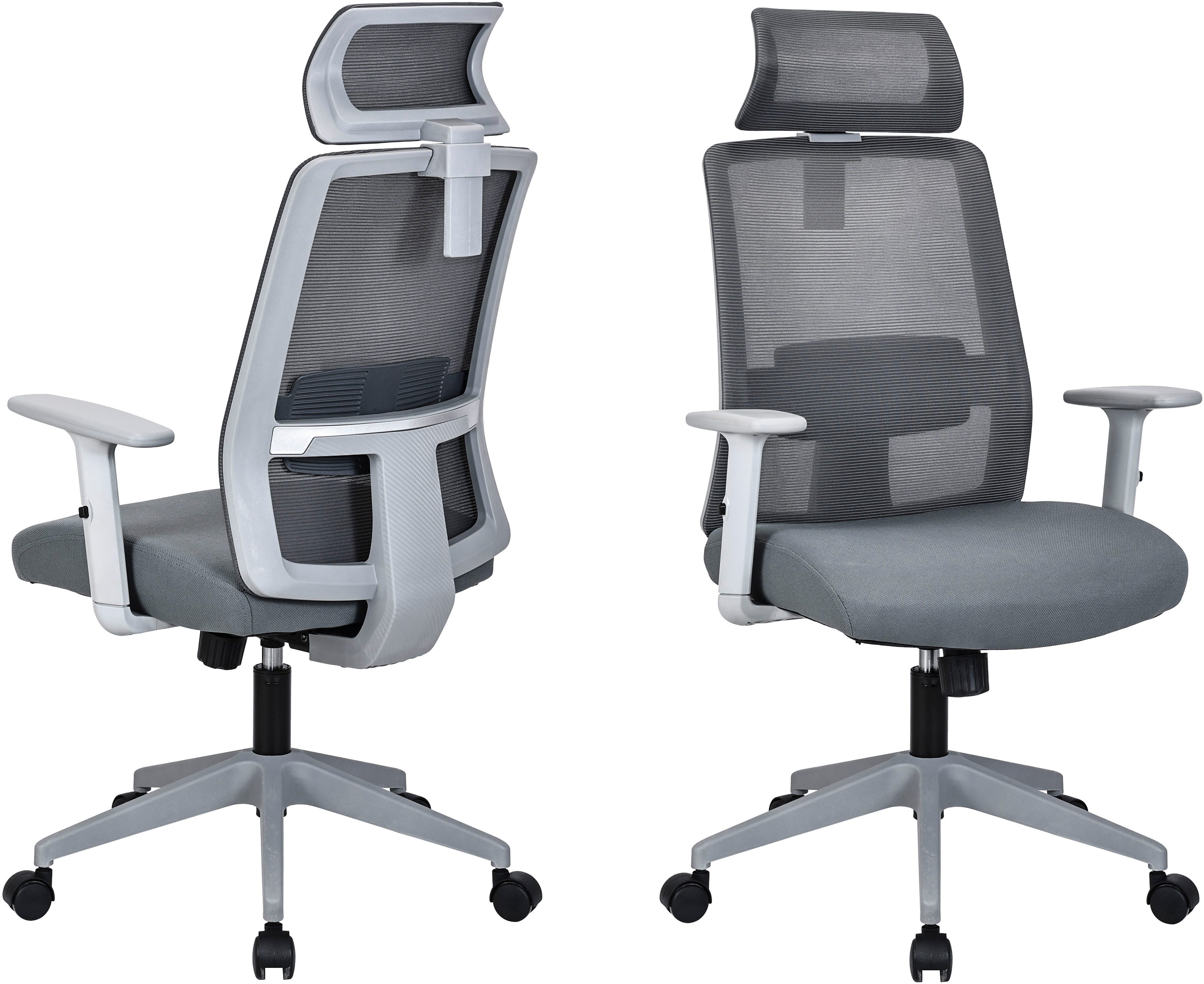 OTTO home Bürostuhl Tallard, Mesh Schreibtischstuhl, ergonomische Ausstattung, verstellbare Kopfstütze, Lumbalstütze & Armlehnen