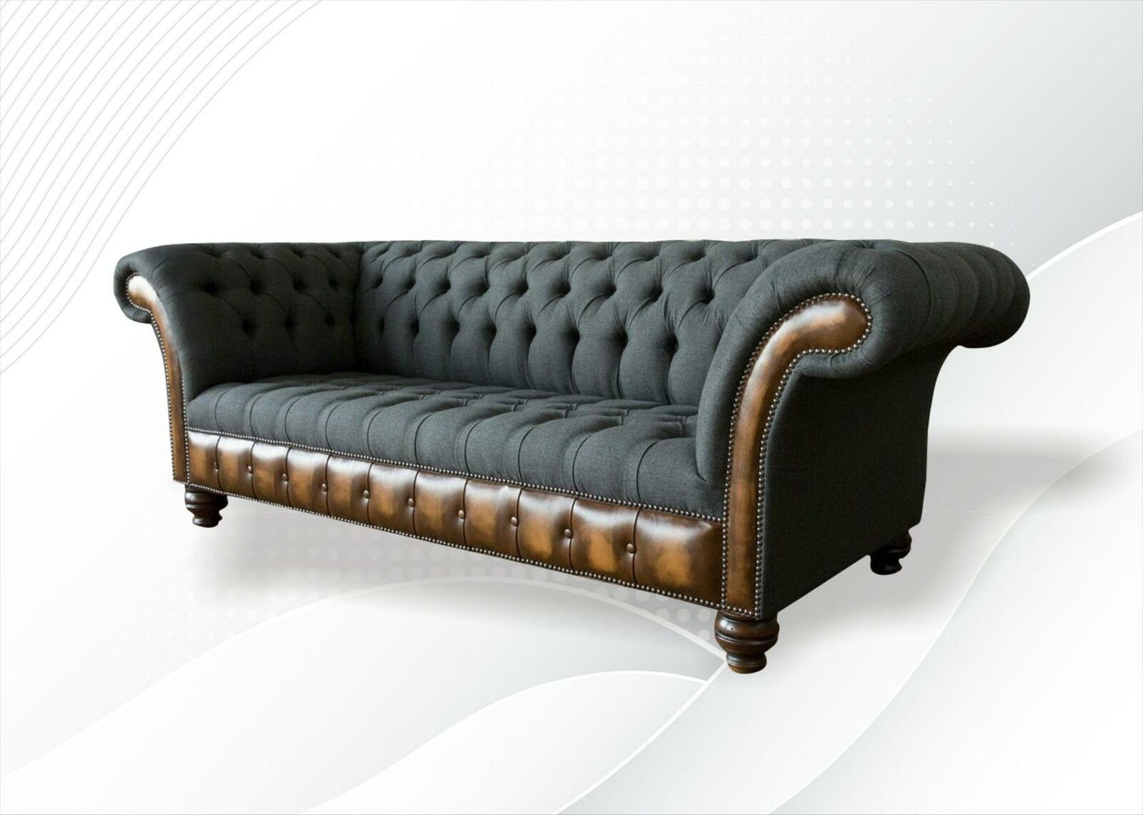 JVmoebel Chesterfield-Sofa, Dreisitzer Polster Couchen Dunkelgrau Kreative Sofas Neu Design Chesterfield