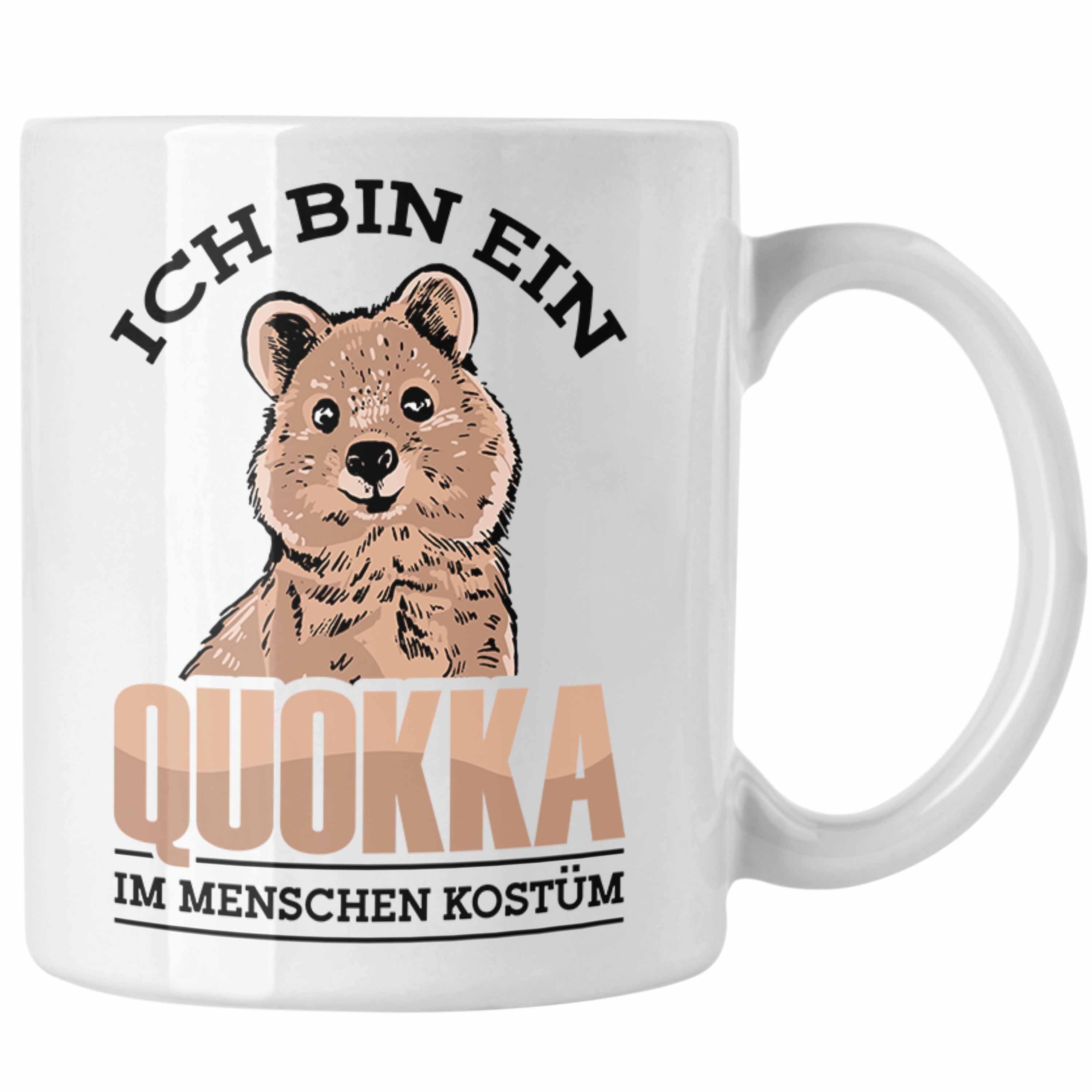 Trendation Tasse Lustige Tasse Quokka-Motiv Geschenk für Quokka Liebhaber Menschen Kos Weiss