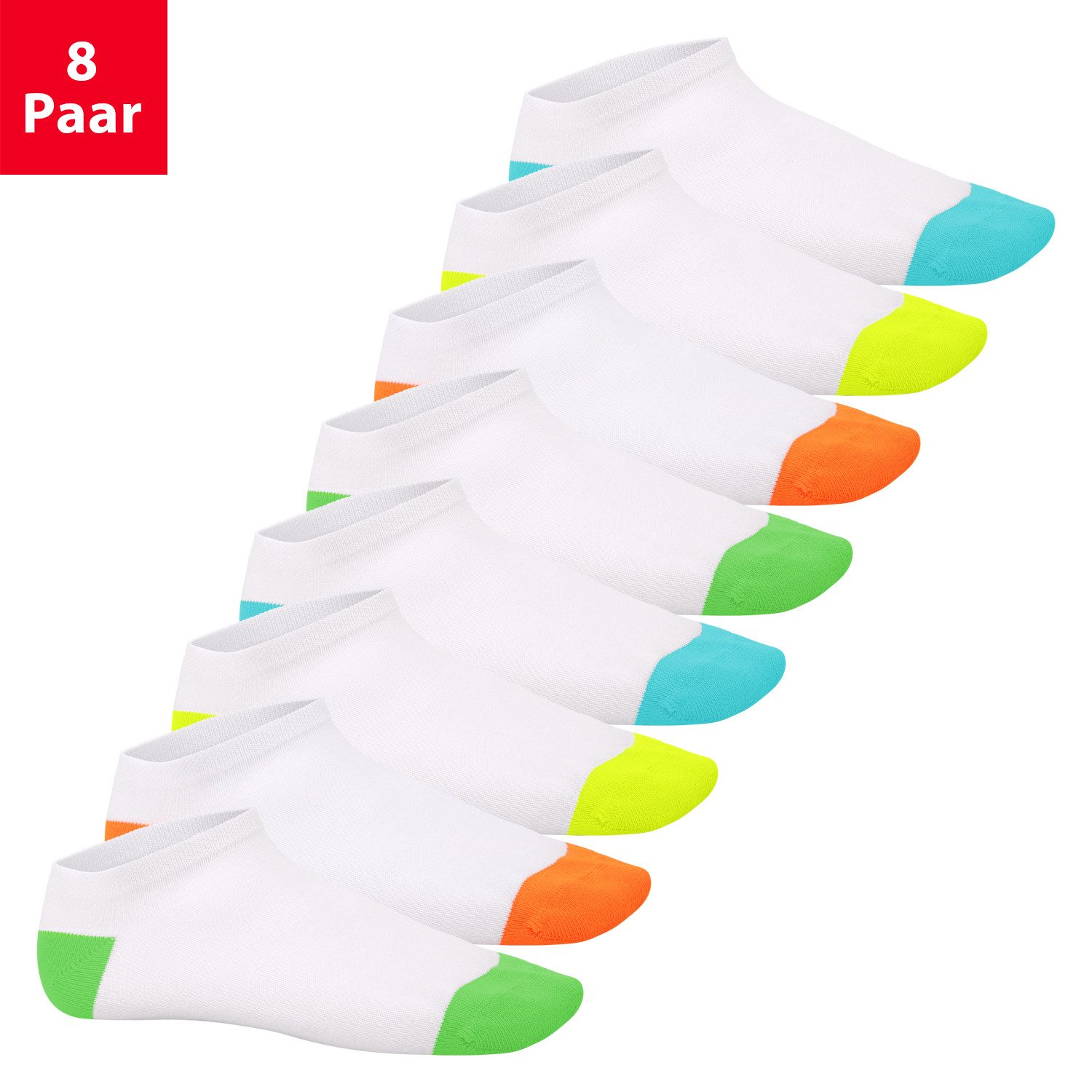 Footstar Sneakersocken Damen & Herren Sneaker Socken (8 Paar) Neon Sportsocken (8-Paar)